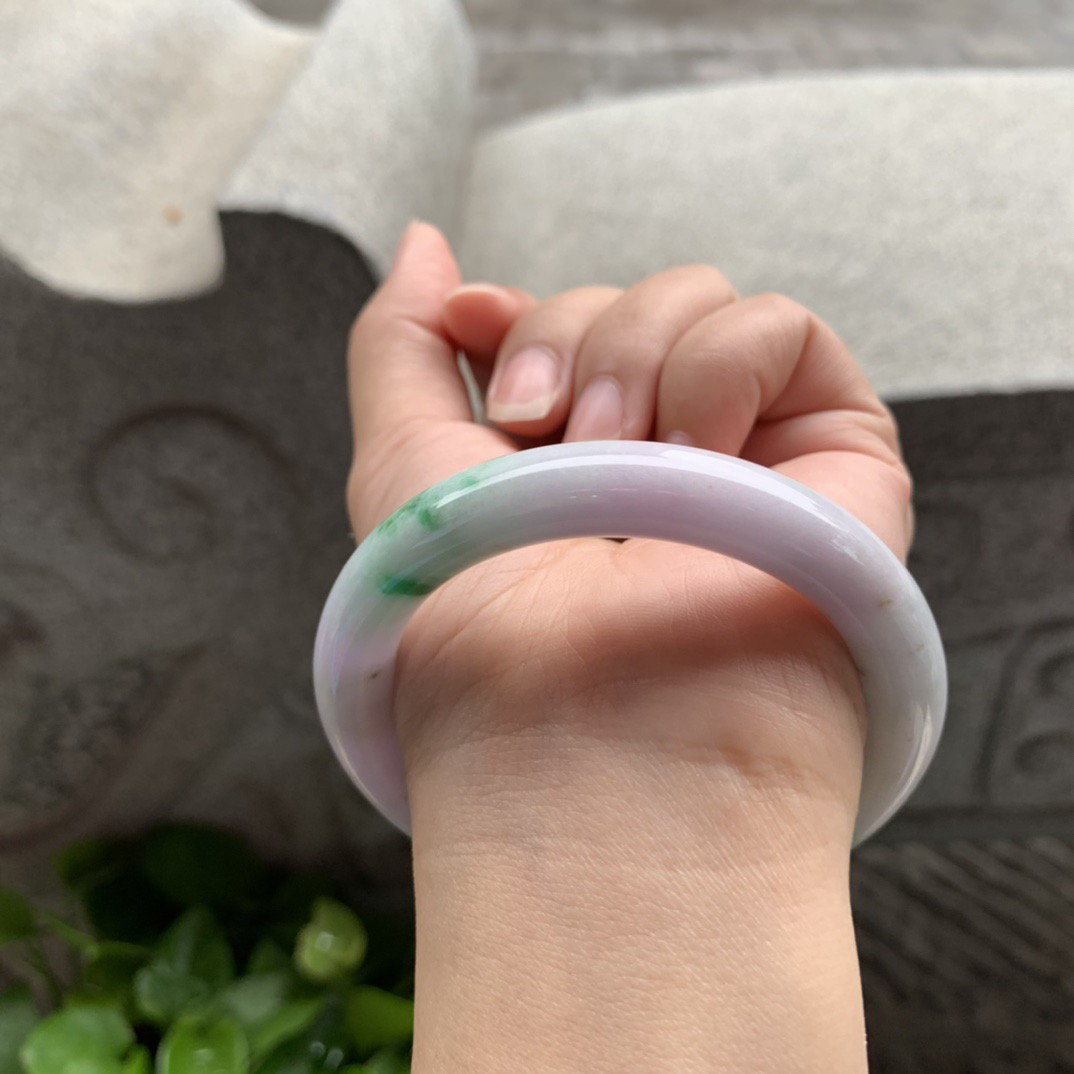 圈口54.5-10.3 【辣绿圆条手镯】圆条54 55可戴