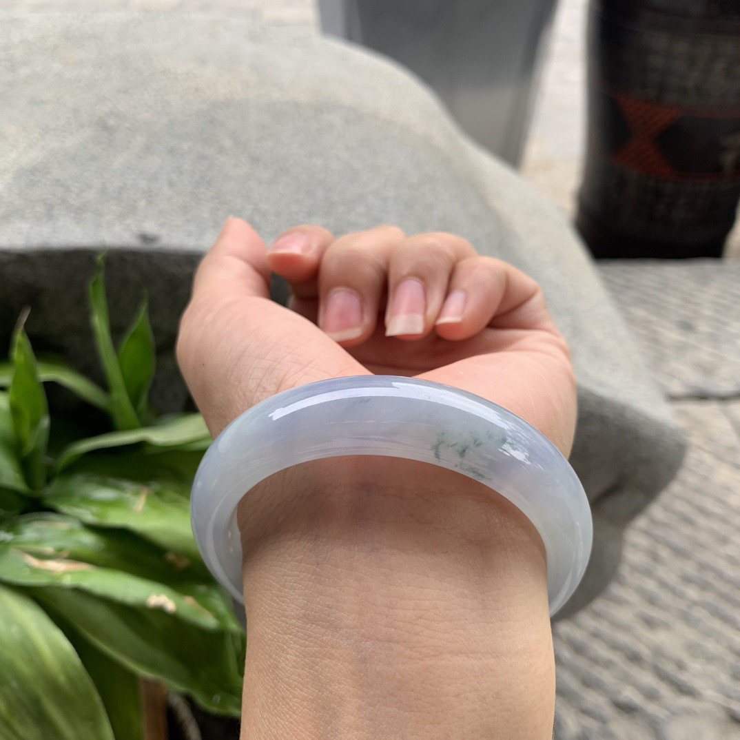 圈口 55.3-14.2-8.2【冰紫飘花正圈手镯】正圈55 56可戴