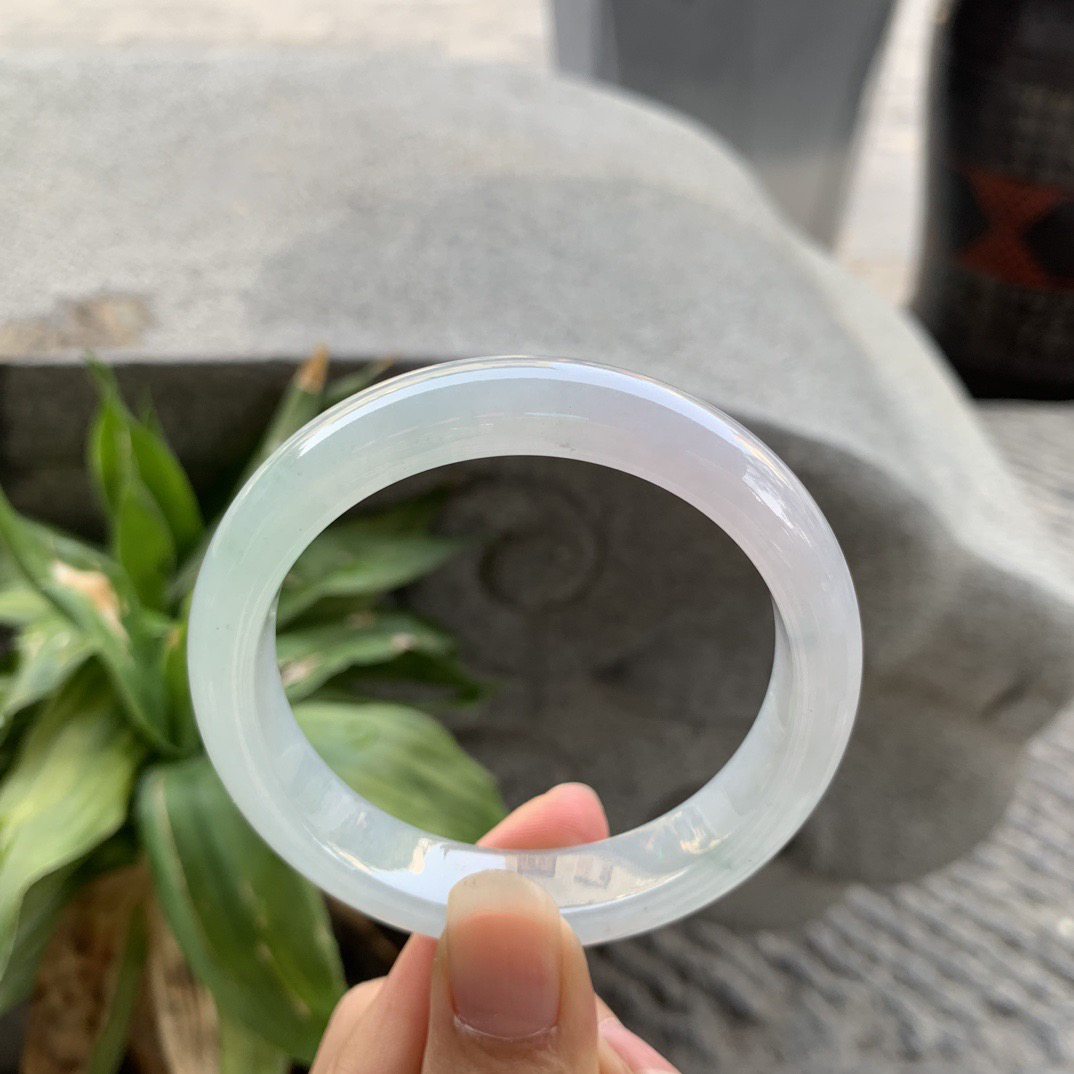 圈口54.8-12.4-8 【冰晴绿正圈手镯】正圈54 55可戴