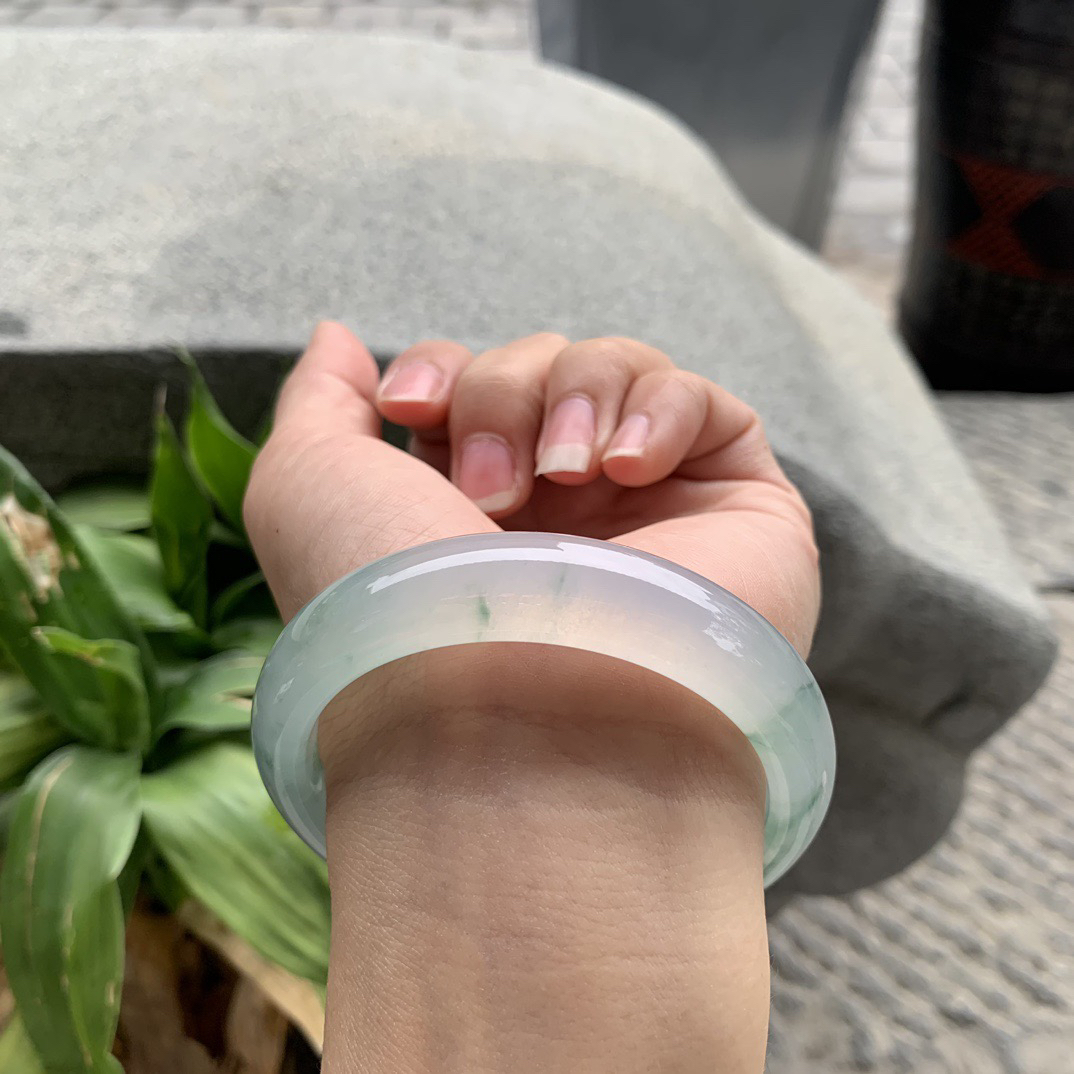 圈口57-13.2-8.1 【高冰飘花正圈手镯】正圈57 58可戴