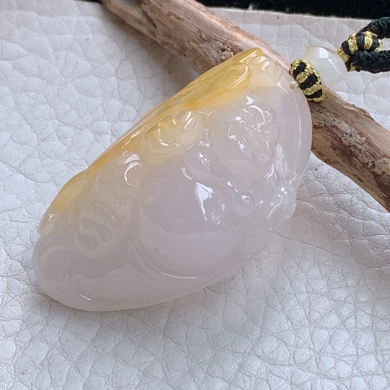 yl实拍44*25.5*16.5缅甸天然翡翠a货果冻感桑彩逍遥佛 佛公玉项坠 玉挂件