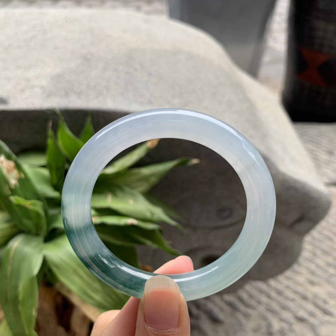 小圈口 52.8-9.4【冰种飘花圆条手镯】圆条52 53可戴