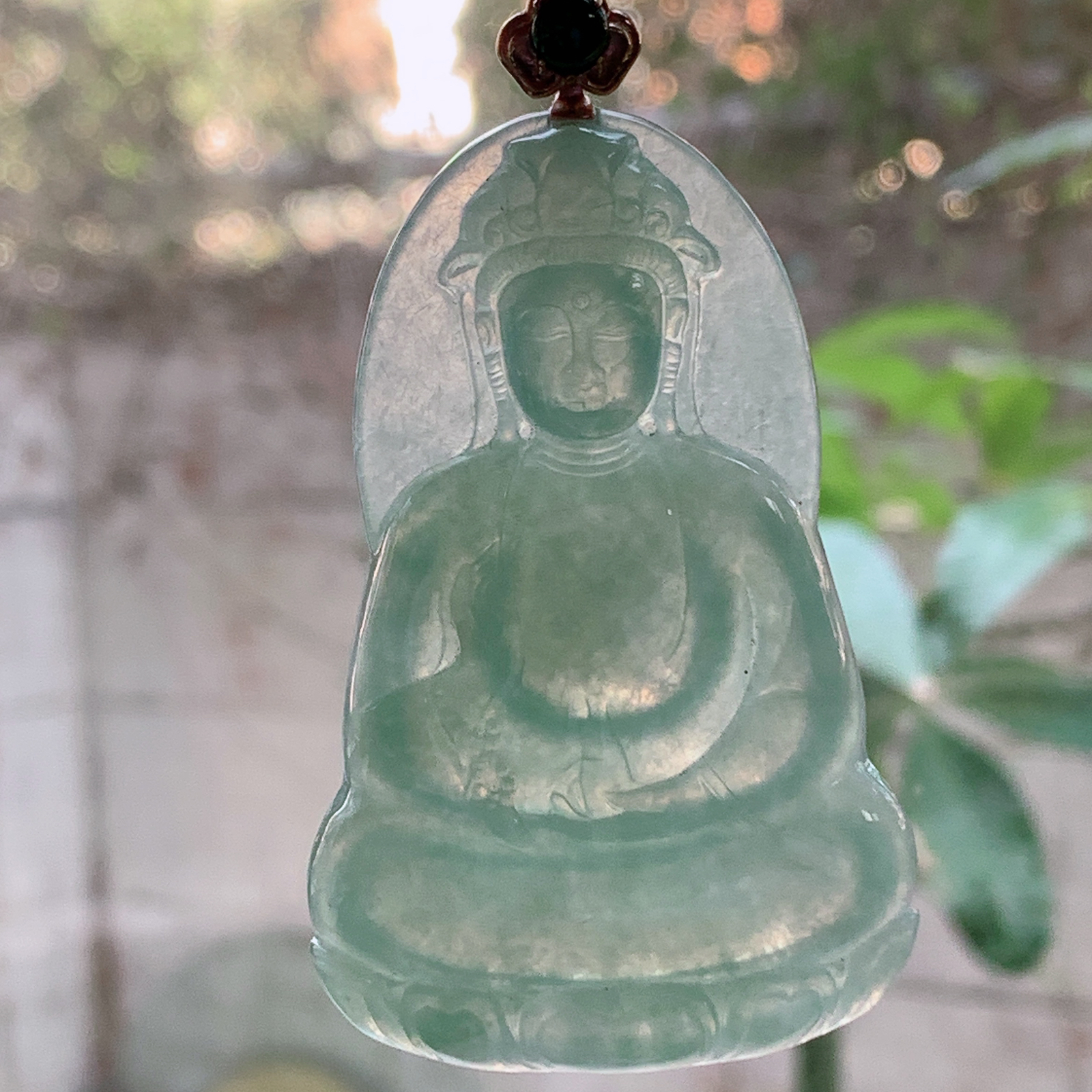 gp实拍62.5*40*5.5缅甸翡翠a货精雕冰绿正庄观音 玉观音玉吊坠 玉挂件