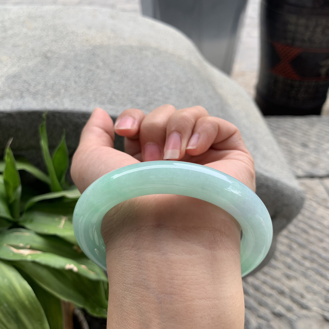 大圈口 60-11.8 【豆阳绿圆条手镯】圆条60 61可戴