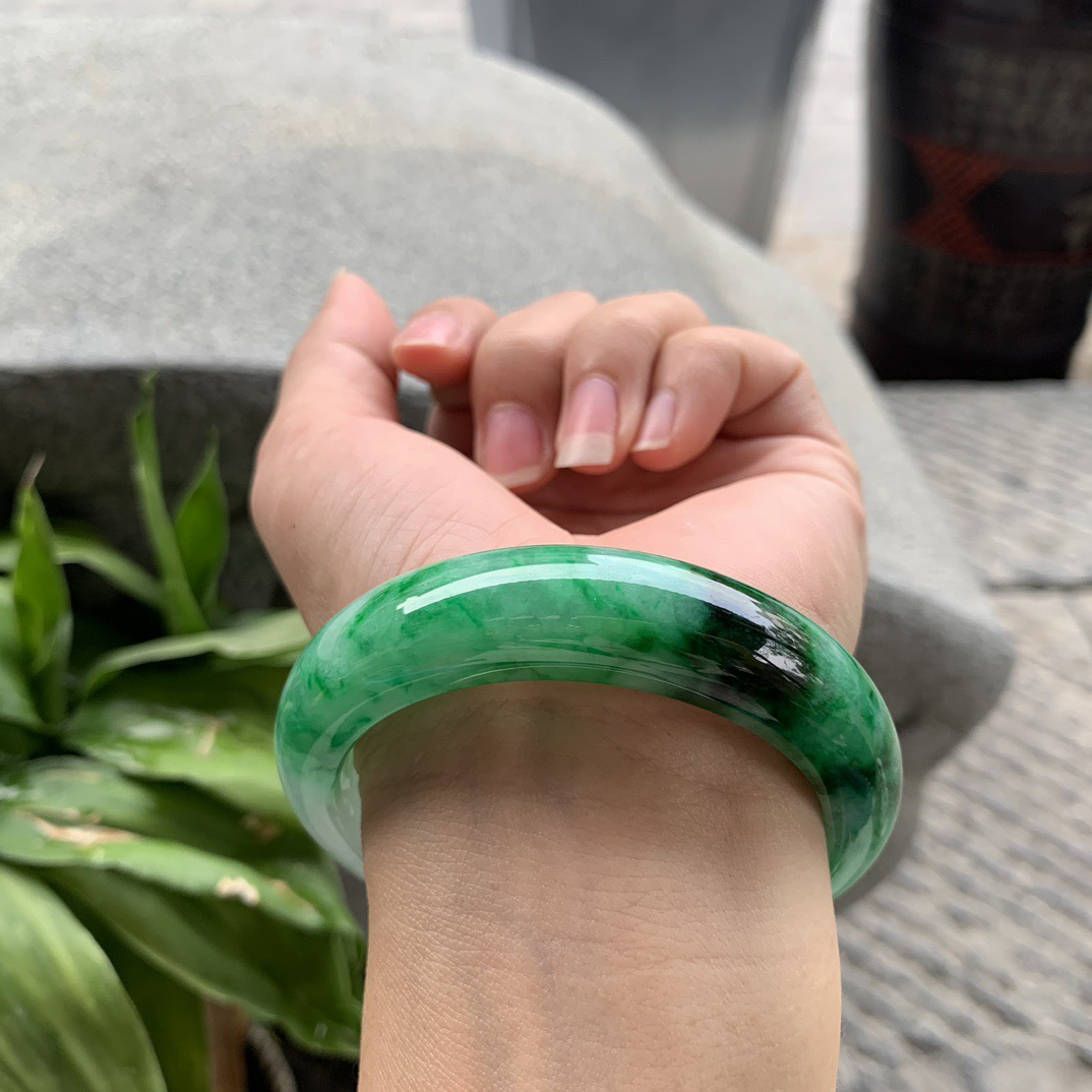 圈口 55-14.3-8.9【辣阳绿正圈手镯】正圈55 56可戴