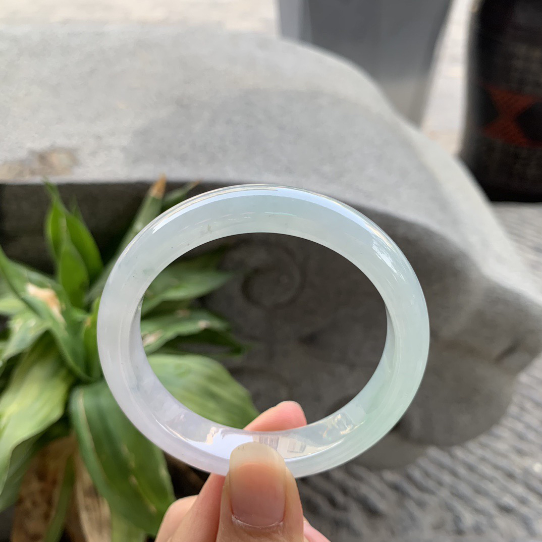 圈口54.8-12.4-8 【冰晴绿正圈手镯】正圈54 55可戴