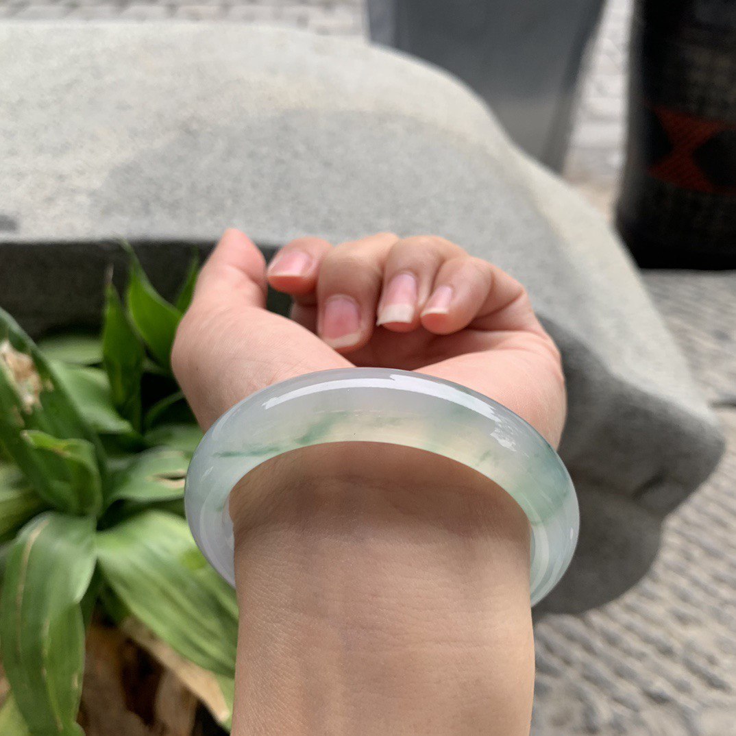 圈口57-13.2-8.1 【高冰飘花正圈手镯】正圈57 58可戴