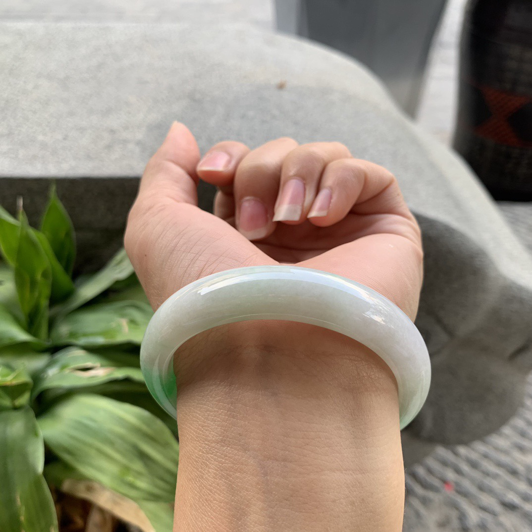 圈口 55.2-12.2-7.7【阳绿正圈手镯】正圈55 56可戴