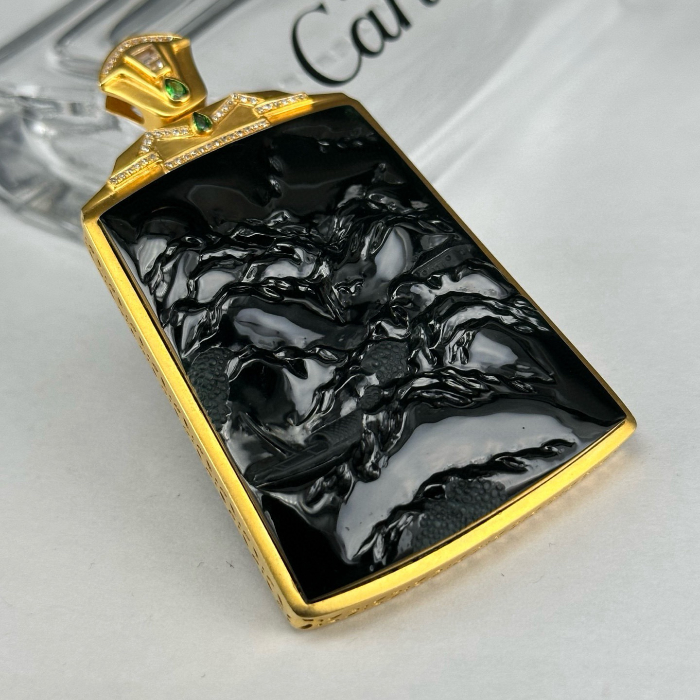 墨翠山水牌 种好色正 黑度极好 打灯通透 油性十足