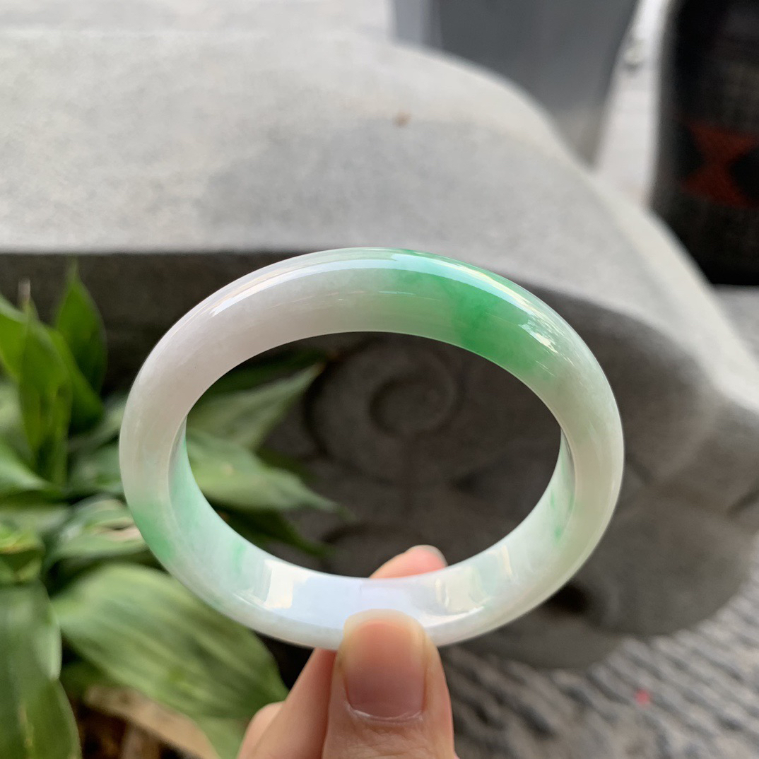 圈口 55.2-12.2-7.7【阳绿正圈手镯】正圈55 56可戴