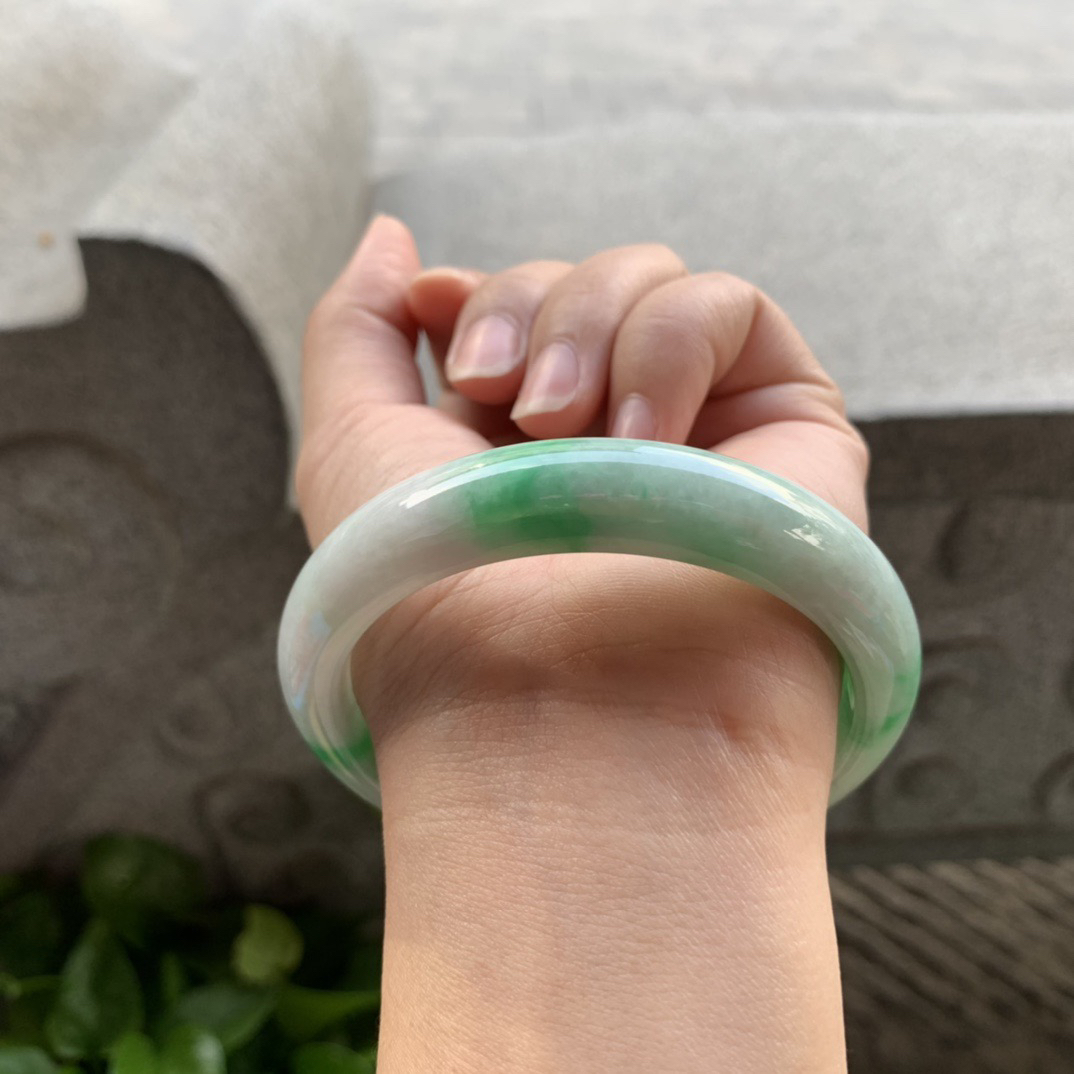 大圈口58.8-12.7-8.2 【飘绿正圈手镯】正圈58 59可戴