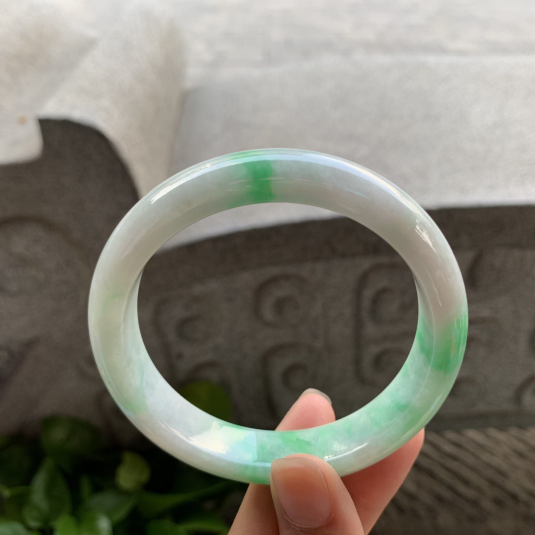 大圈口58.8-12.7-8.2 【飘绿正圈手镯】正圈58 59可戴