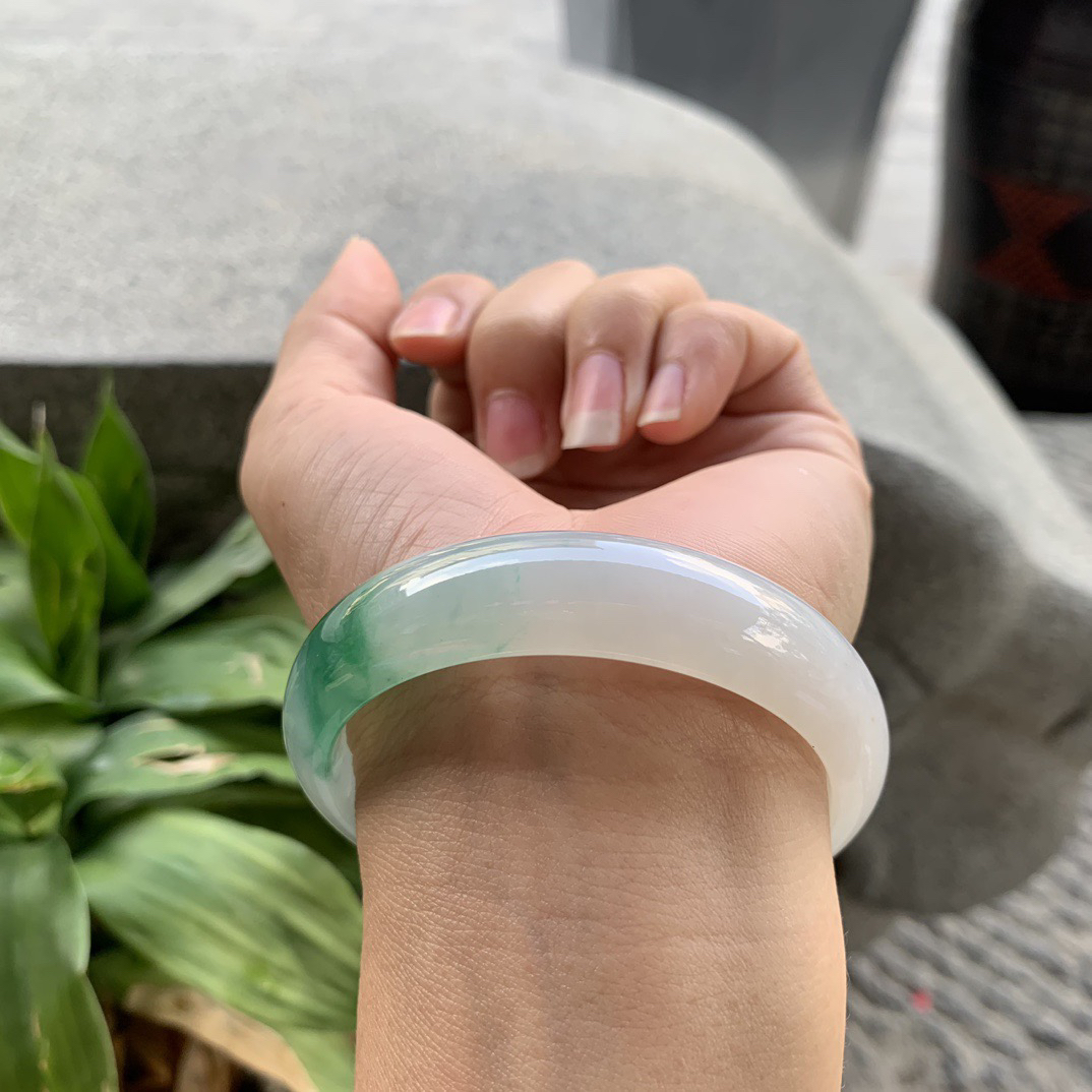 圈口 55.3-13.8-7.4【冰飘绿正圈手镯】正圈55 56可戴