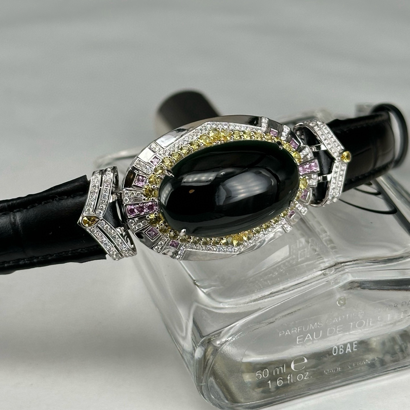 精品18k墨翠蛋面手环 种好色正 黑度极好 打灯通透 油性十足