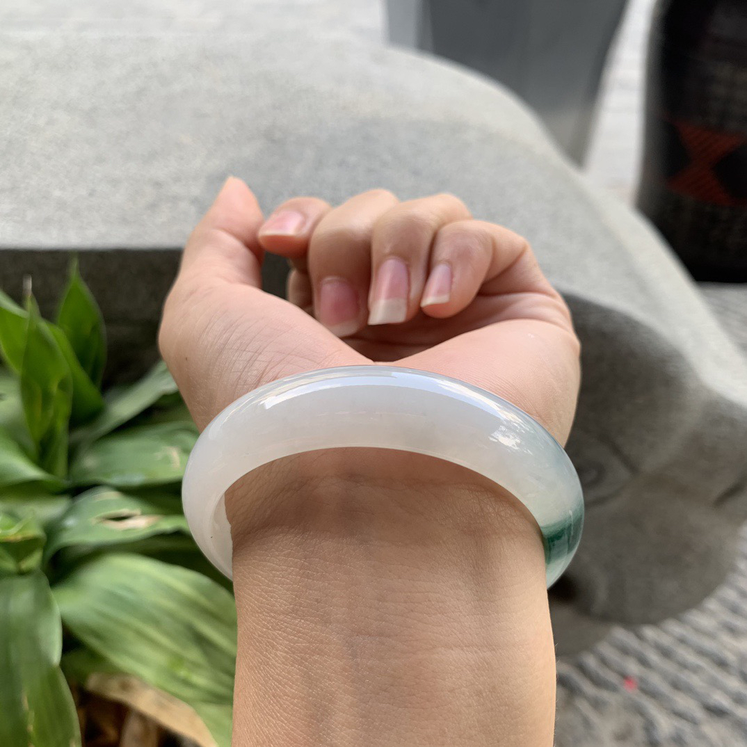 圈口 55.3-13.8-7.4【冰飘绿正圈手镯】正圈55 56可戴