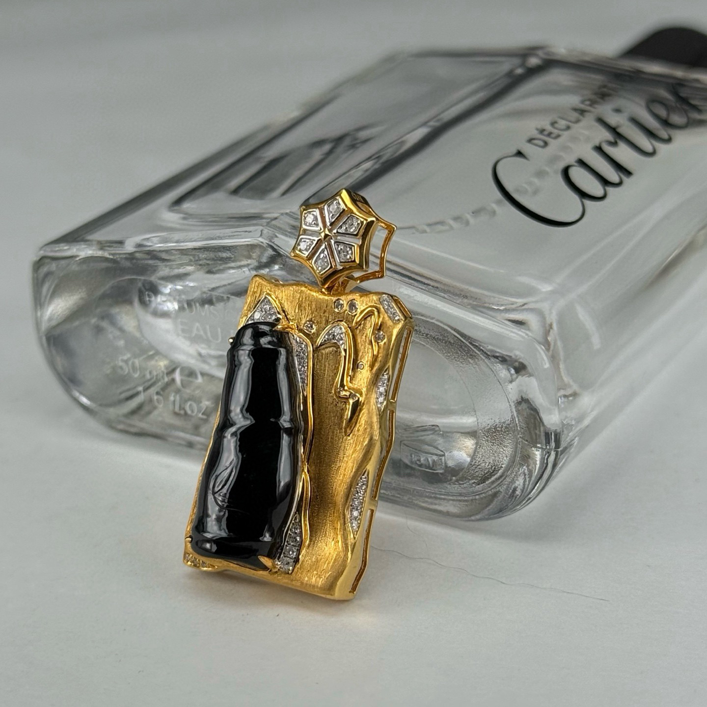 精品18k墨翠节节高 种好色正 重金豪镶 打灯通透 油性十足