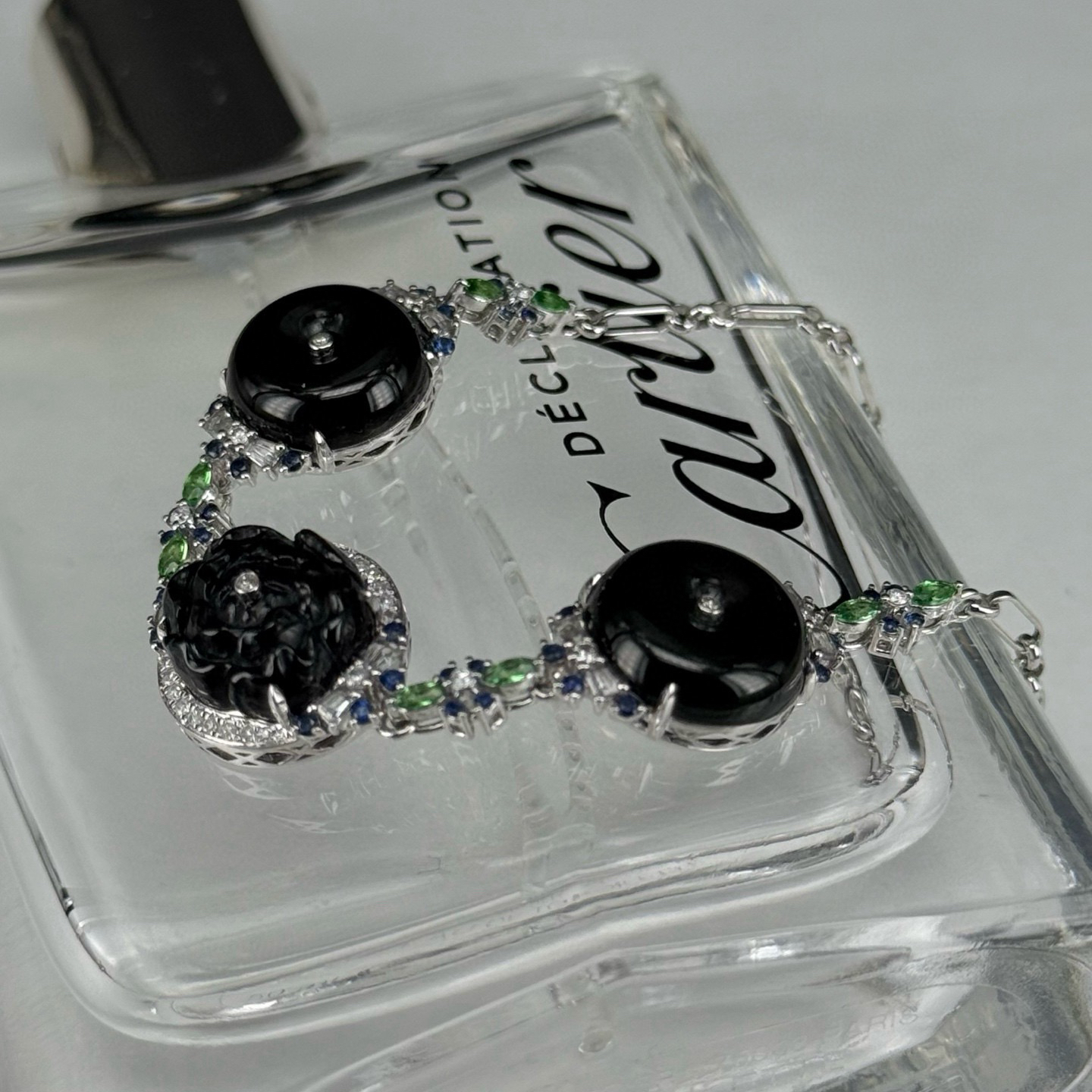 精品18k墨翠手链 种好色正 黑度极好 打灯通透 油性十足