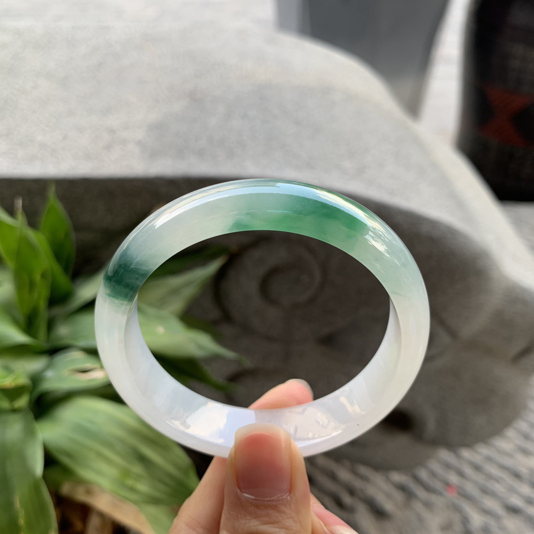 圈口 55.3-13.8-7.4【冰飘绿正圈手镯】正圈55 56可戴