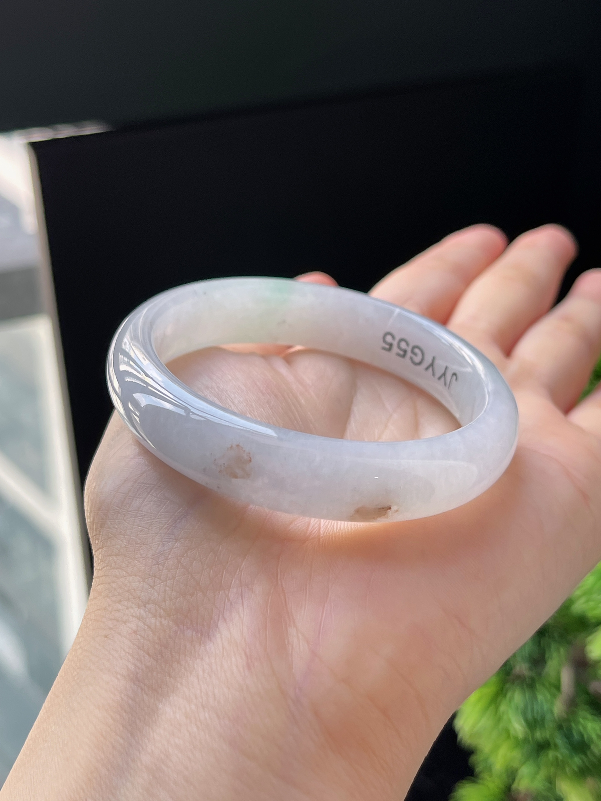 正圈51.1圈口，翡翠冰糯种白色手镯