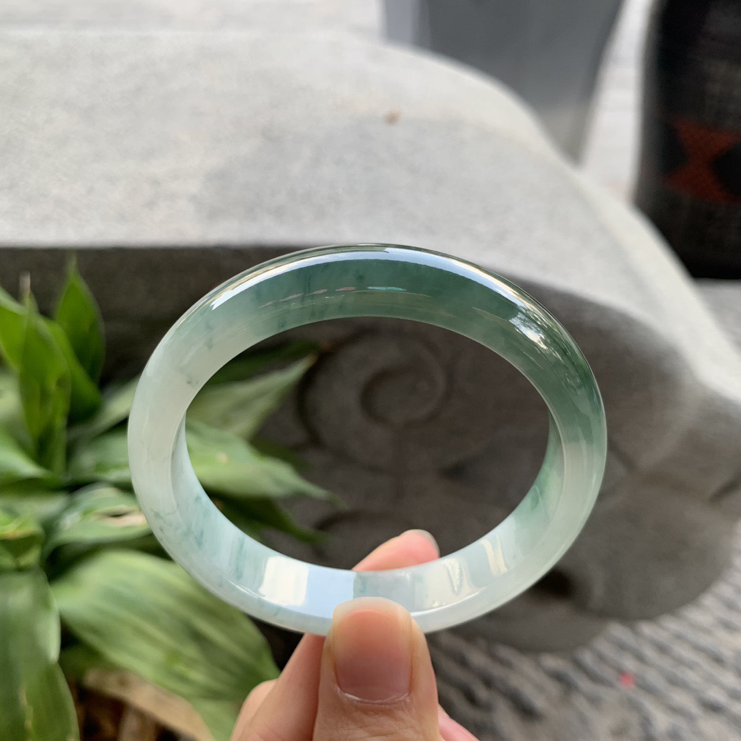 圈口56.5-12.3-7.2 【瓜绿正圈手镯】 正圈56 57可戴