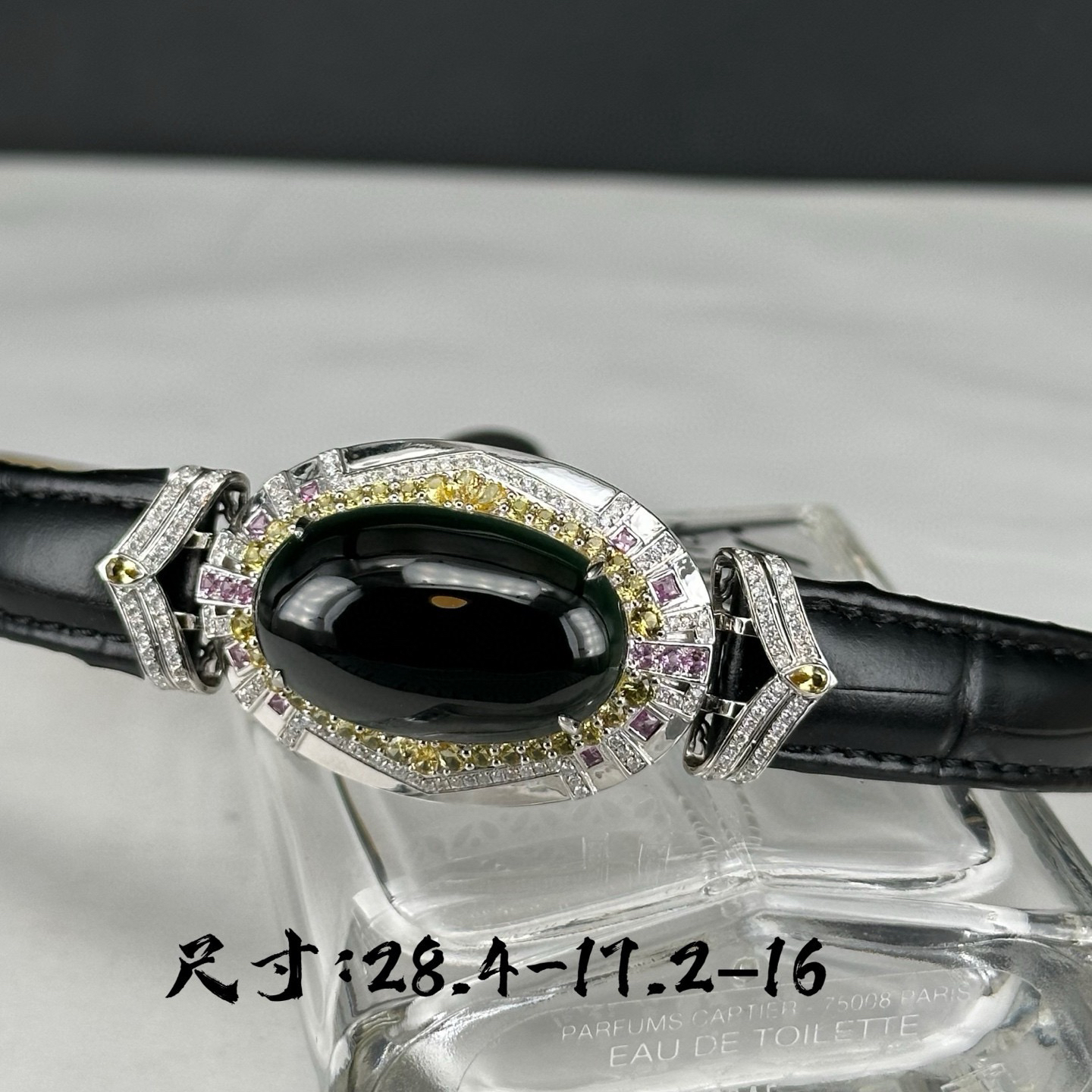 精品18k墨翠蛋面手环 种好色正 黑度极好 打灯通透 油性十足