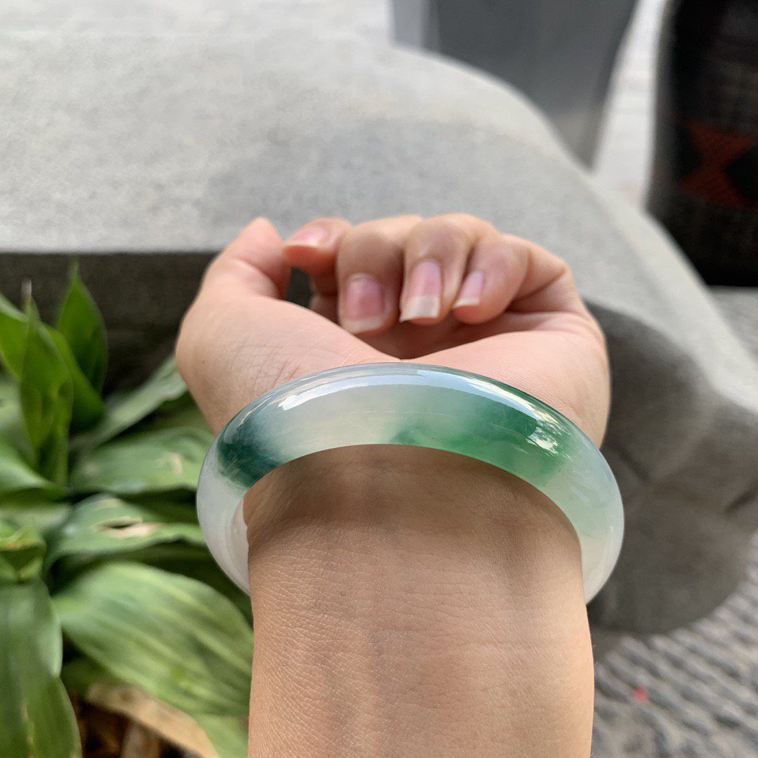 圈口 55.3-13.8-7.4【冰飘绿正圈手镯】正圈55 56可戴