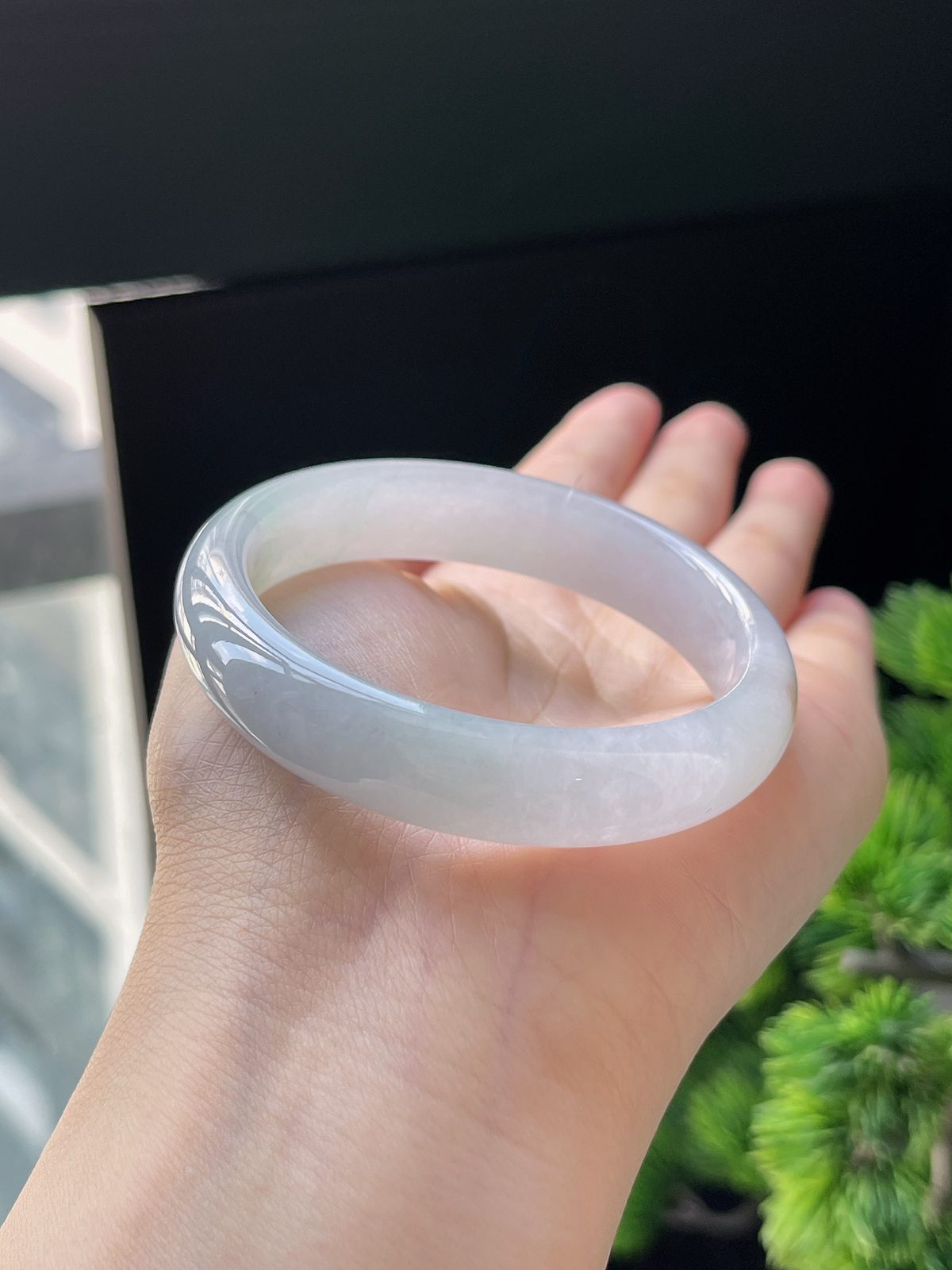 正圈51.1圈口，翡翠冰糯种白色手镯