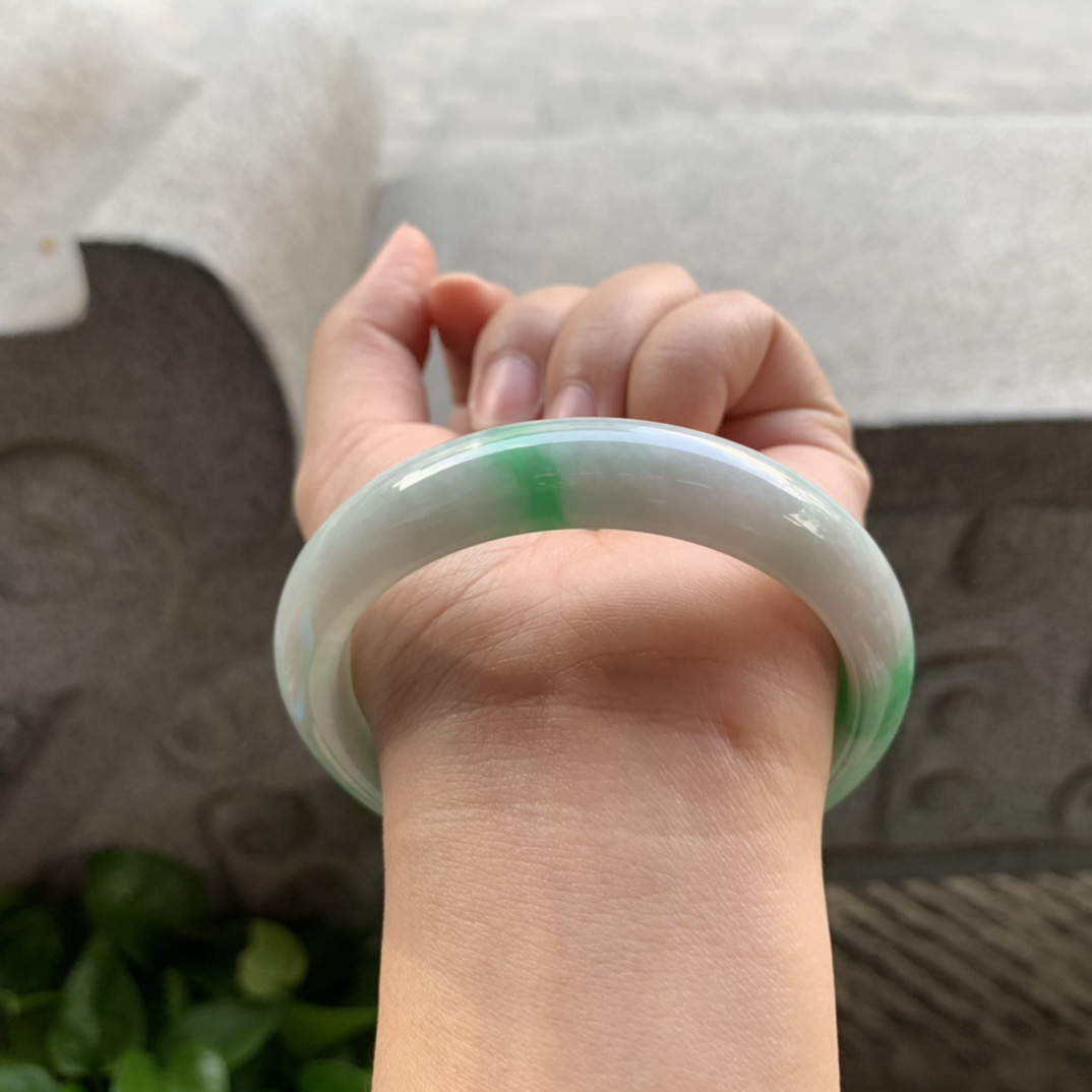 大圈口58.8-12.7-8.2 【飘绿正圈手镯】正圈58 59可戴