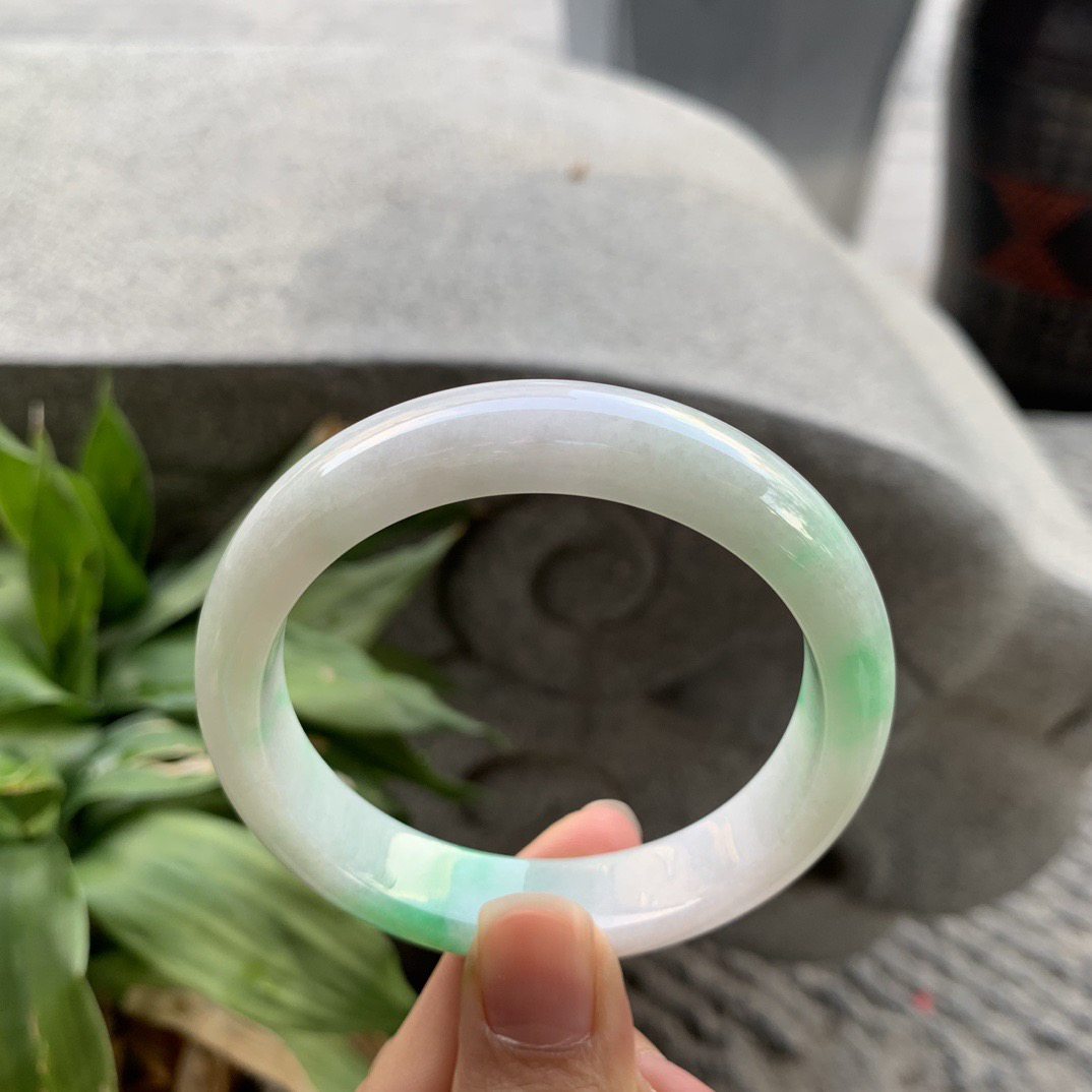 圈口 55.2-12.2-7.7【阳绿正圈手镯】正圈55 56可戴