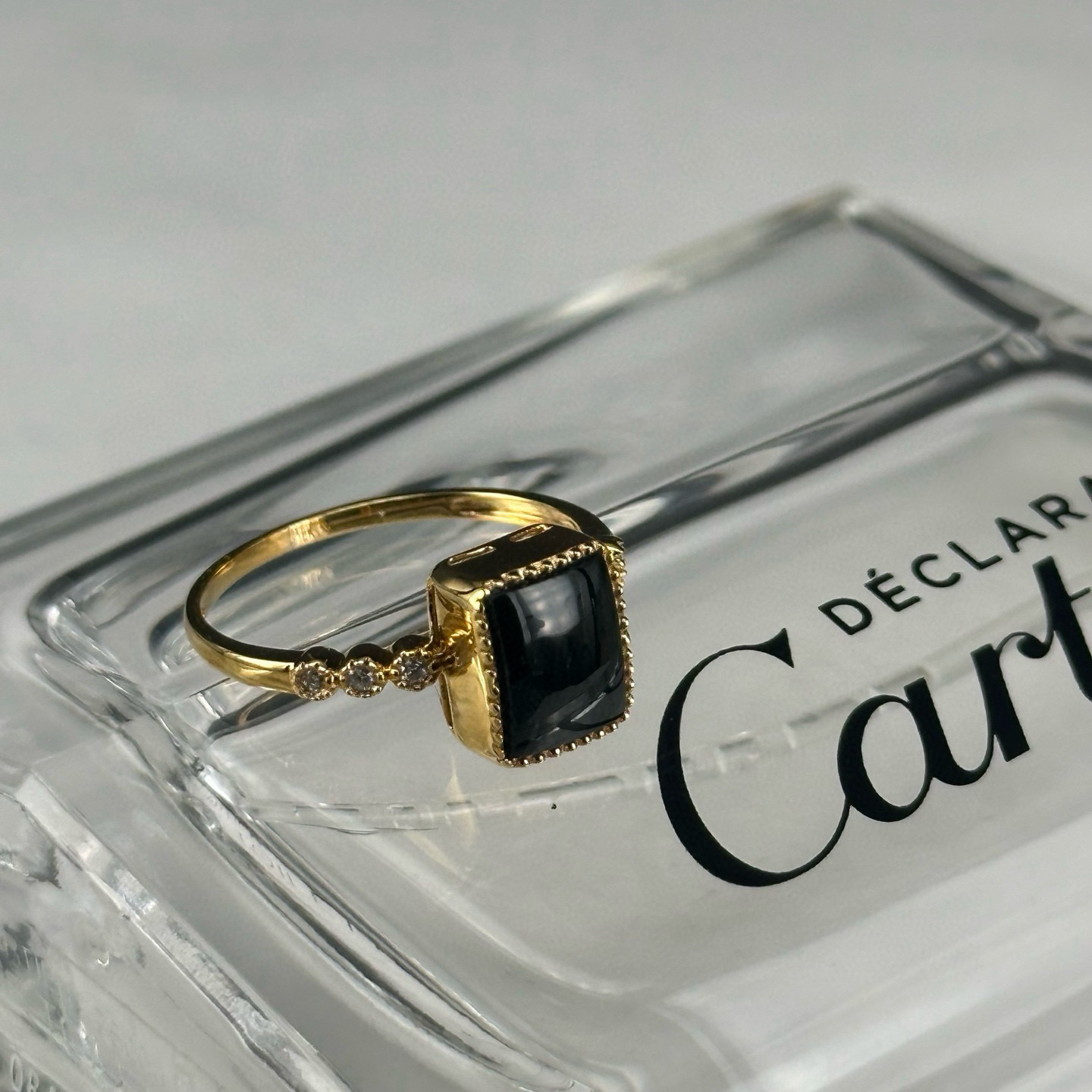 精品18k墨翠女戒 种好色正 黑度极好 打灯通透 油性十足