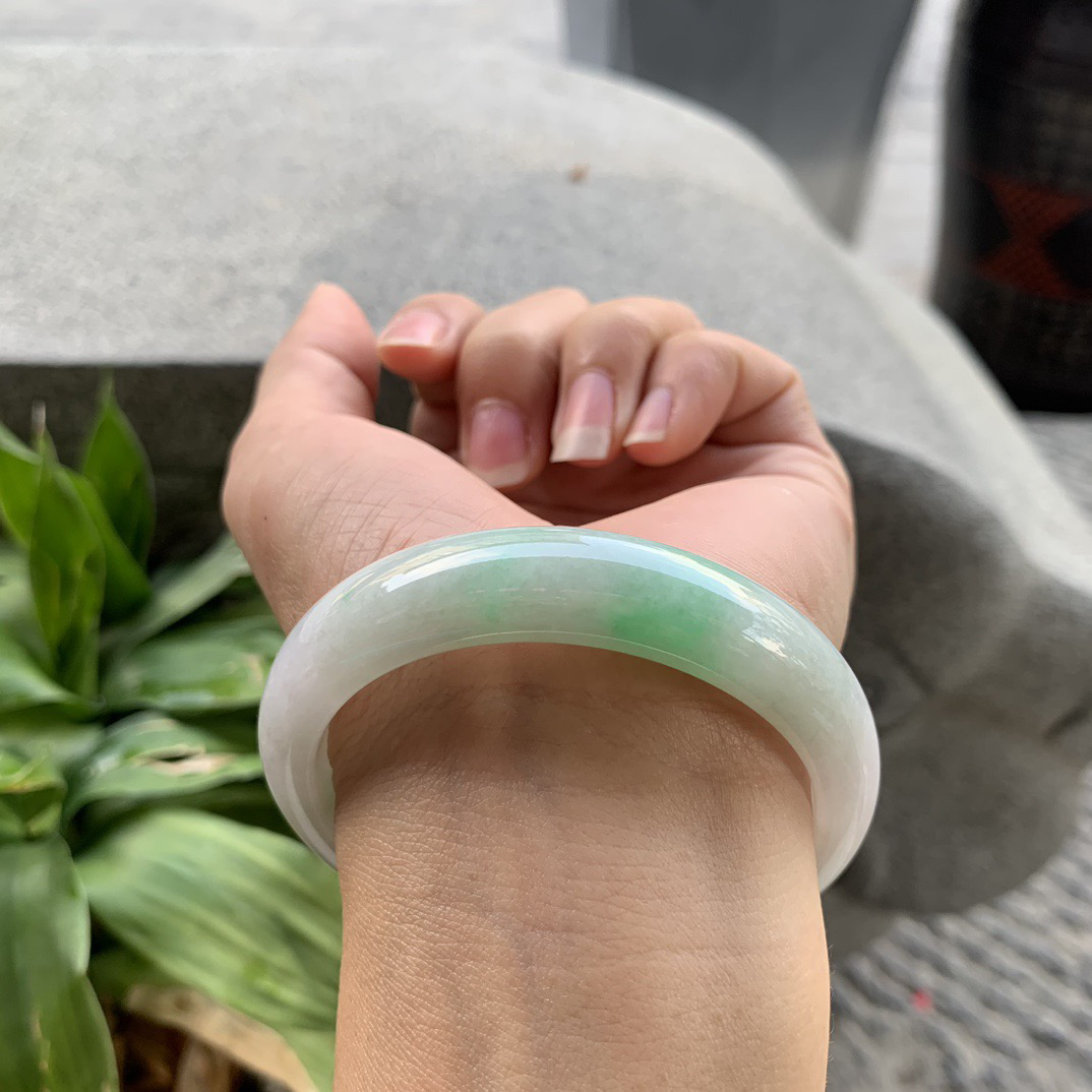 圈口 55.2-12.2-7.7【阳绿正圈手镯】正圈55 56可戴