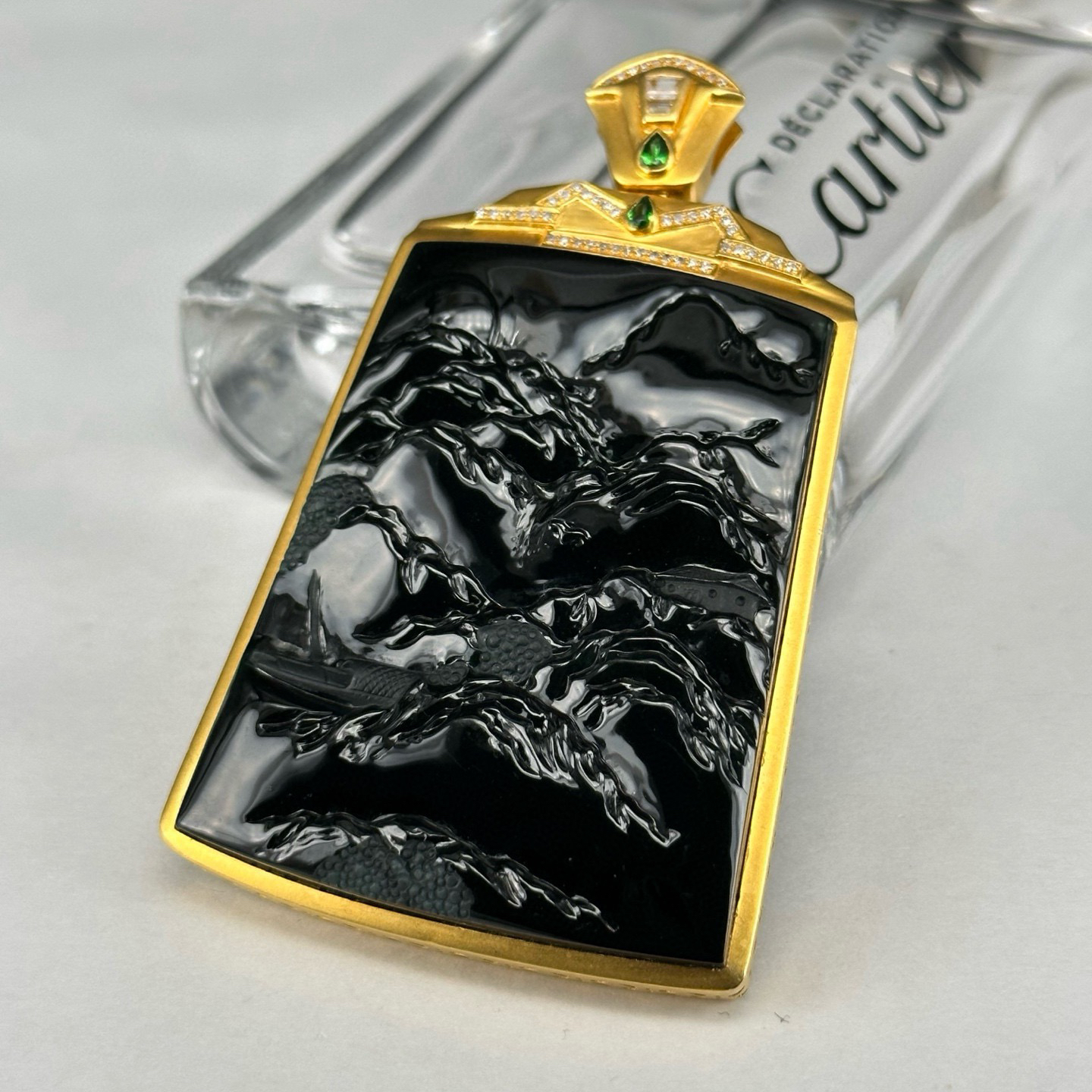 墨翠山水牌 种好色正 黑度极好 打灯通透 油性十足