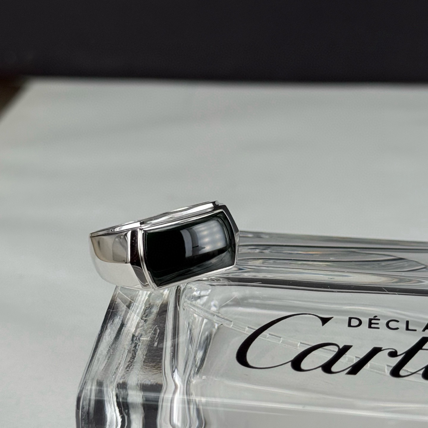 18k墨翠马鞍男戒 种好色正 黑度好 打灯通透 油性十足