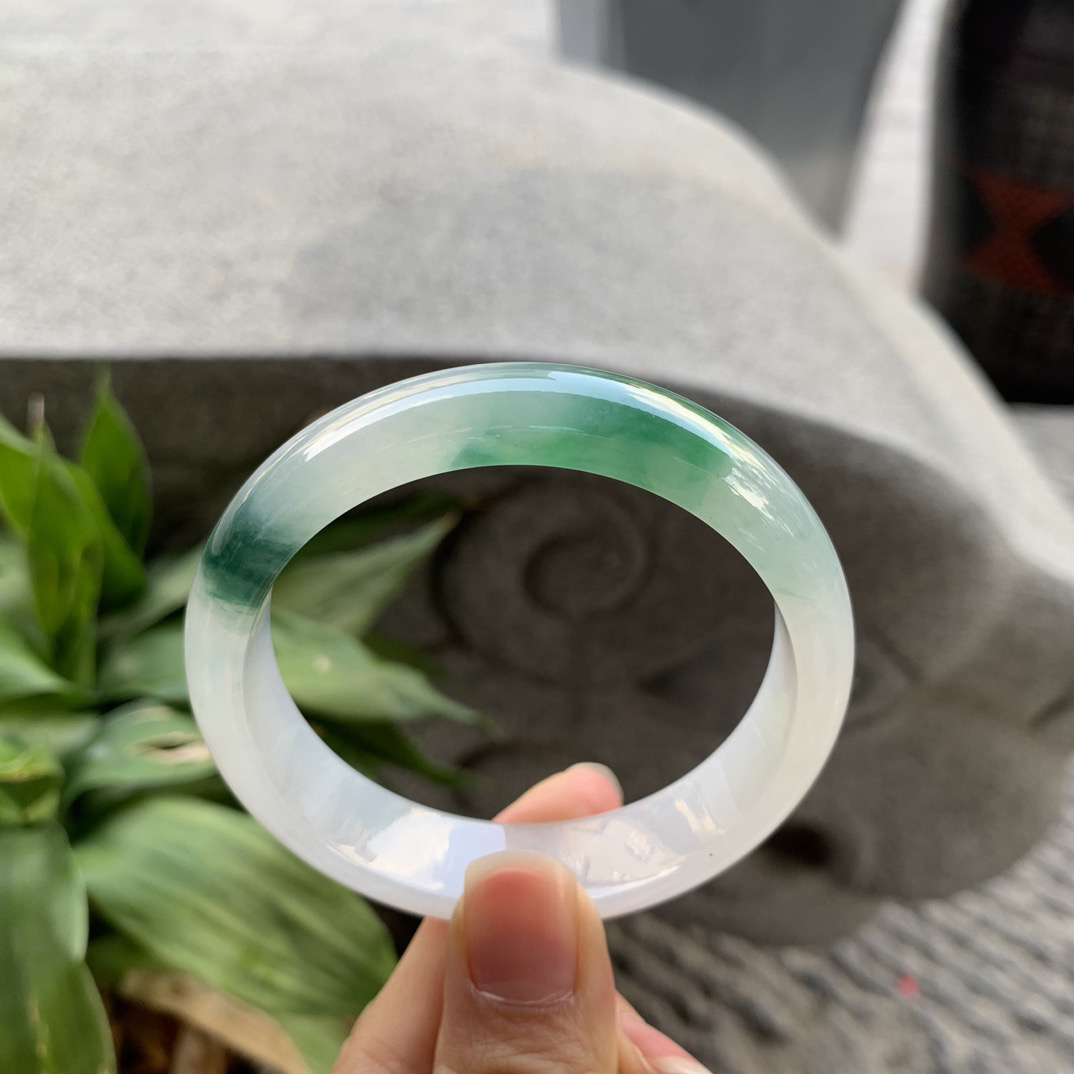 圈口 55.3-13.8-7.4【冰飘绿正圈手镯】正圈55 56可戴