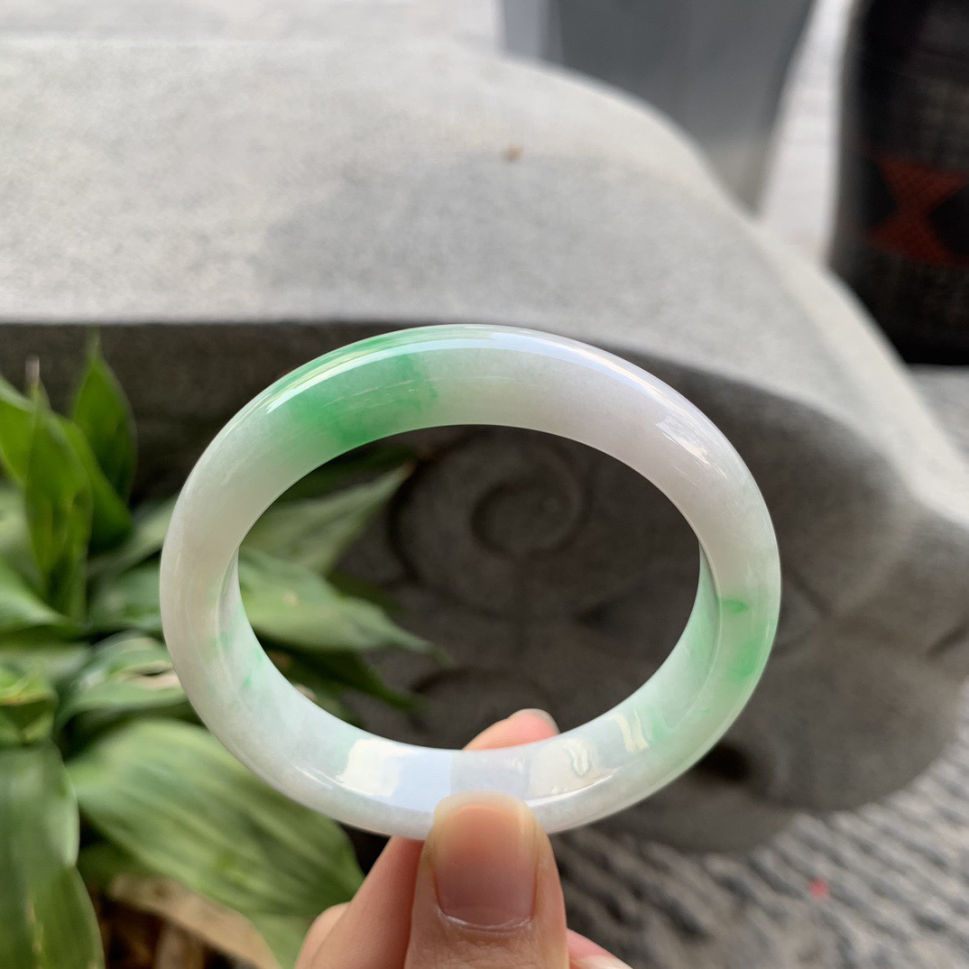 圈口 55.2-12.2-7.7【阳绿正圈手镯】正圈55 56可戴