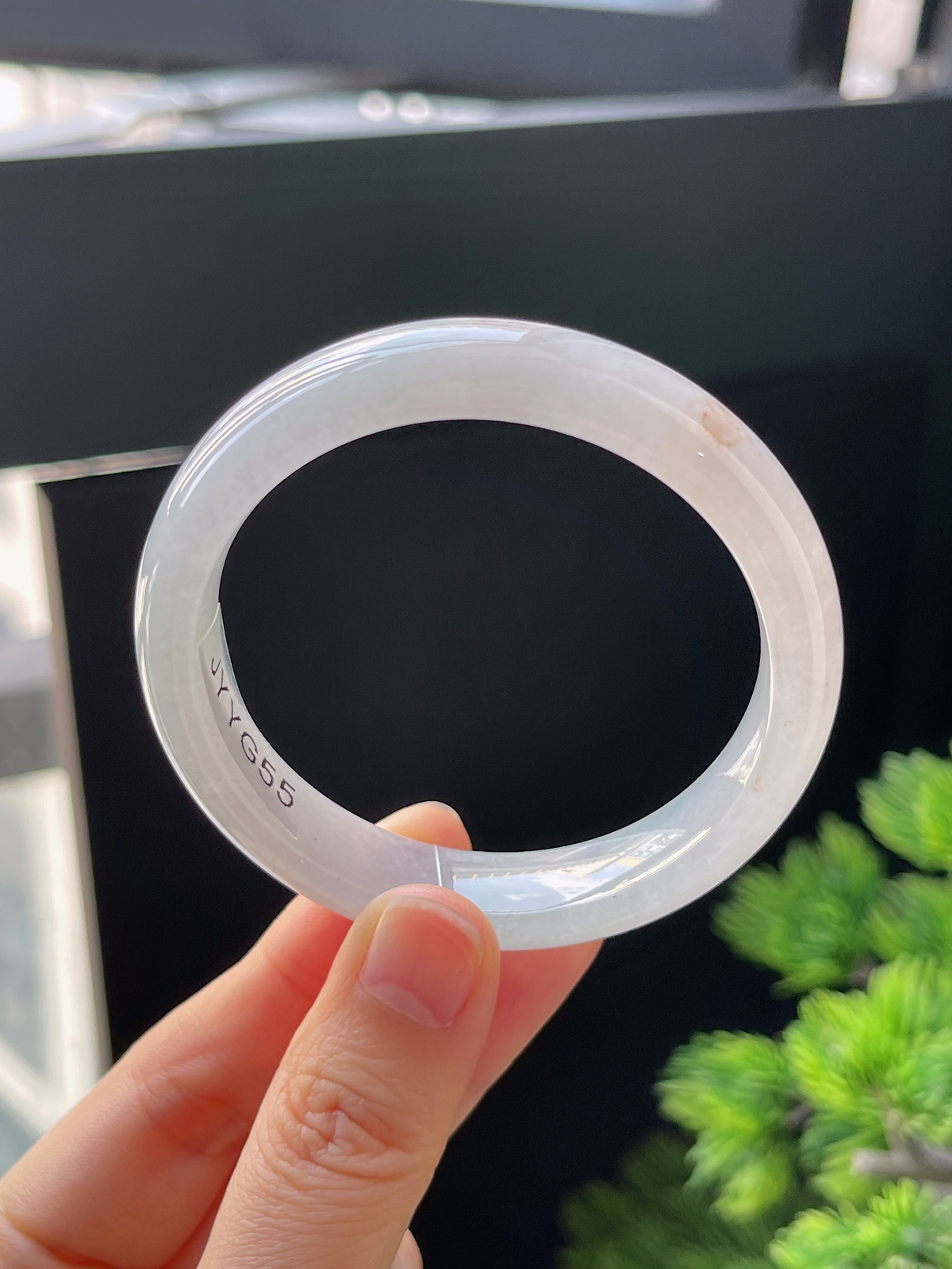 正圈51.1圈口，翡翠冰糯种白色手镯