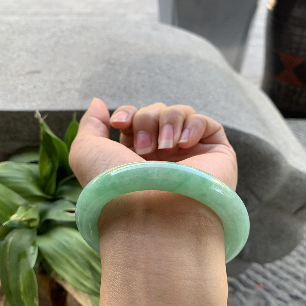 圈口 54.4-10.9【满绿圆条手镯】圆条54 55可戴