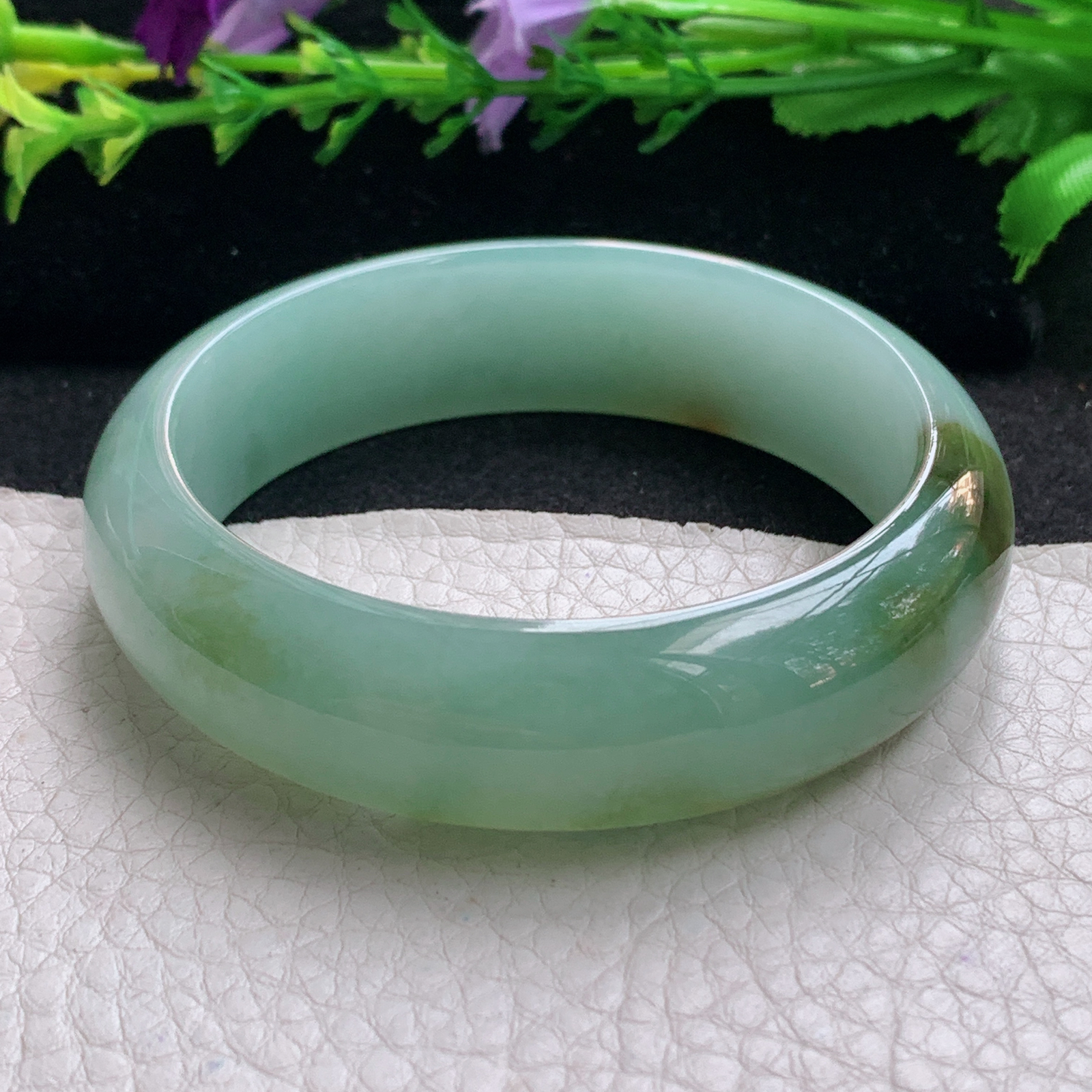 hh实拍55.5*16*7.5轮胎镯 缅甸翡翠a货玉手镯精美冰胶双彩正圈玉手环