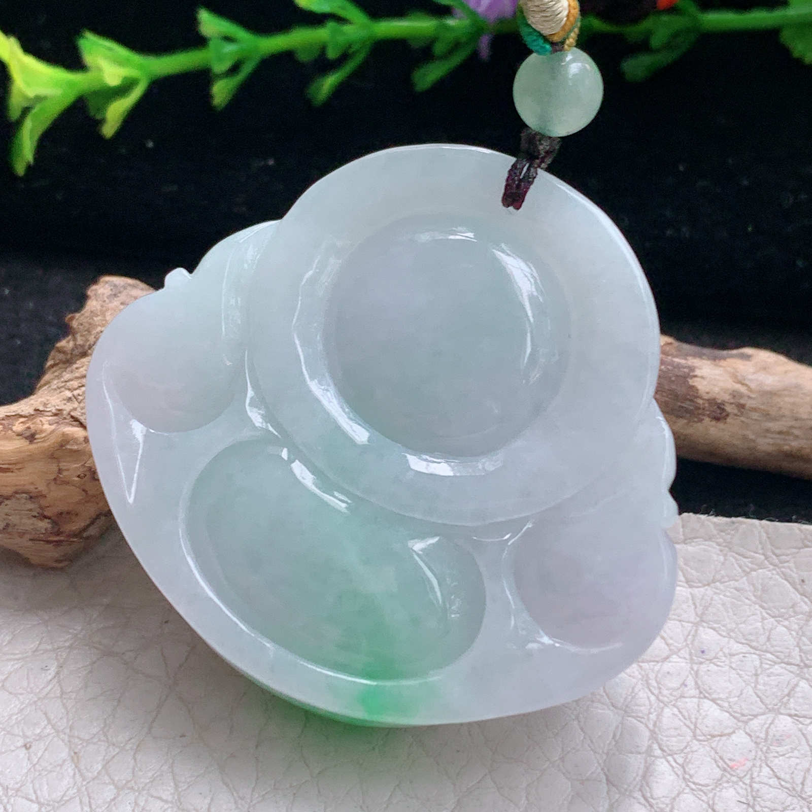 zen实拍43.8*46*13.3缅甸天然翡翠a货精雕清爽佛公玉项坠 玉挂件