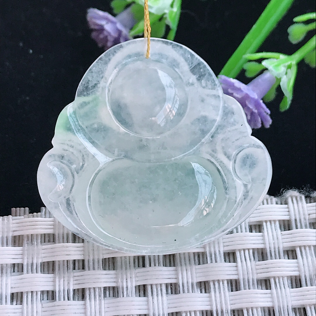 实拍A货翡翠29.5/31.6/6.1老坑冰种冰透佛公吊坠翡翠玉佛挂件