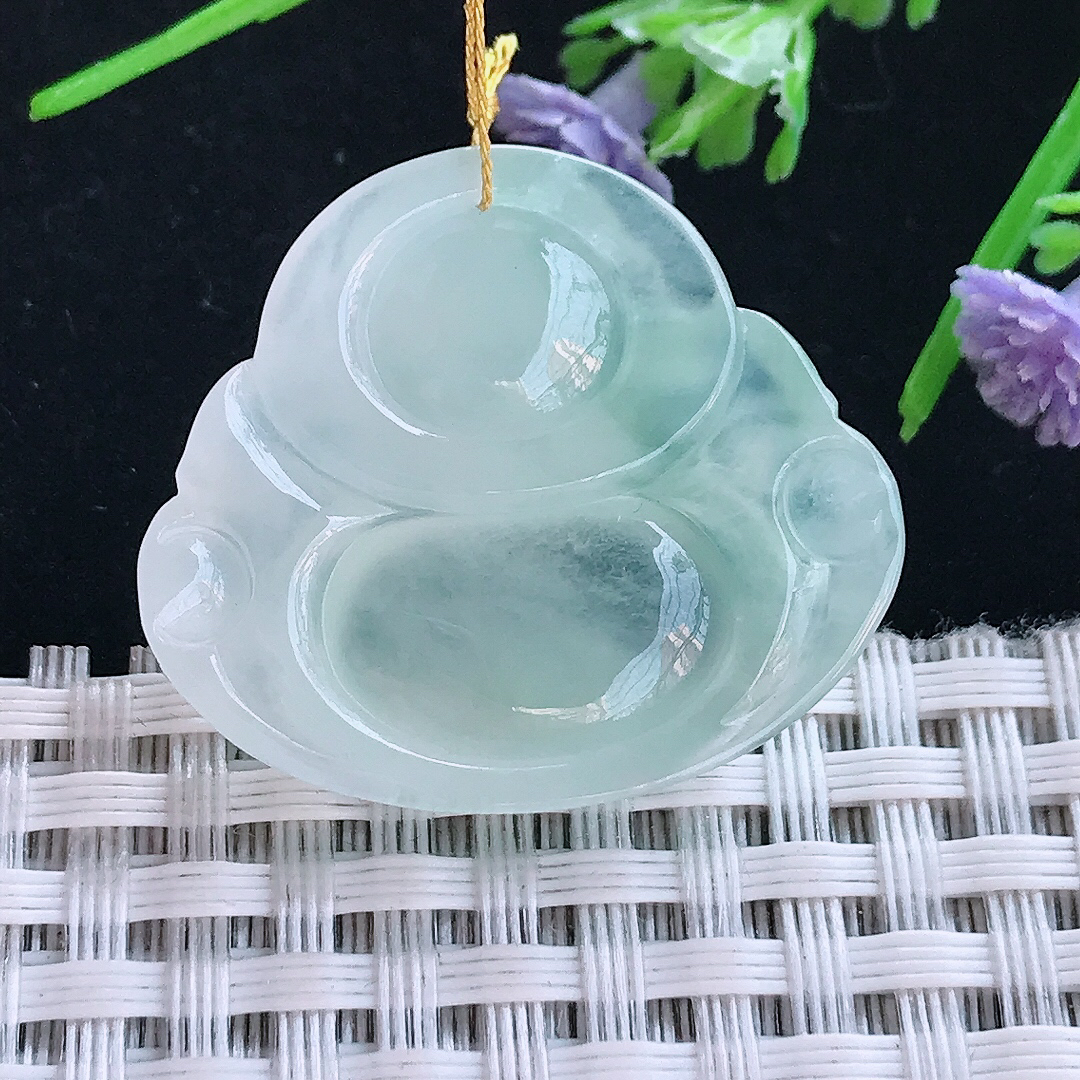 实拍A货翡翠27/30.8/7.3老坑冰种起光佛公吊坠翡翠玉佛挂件