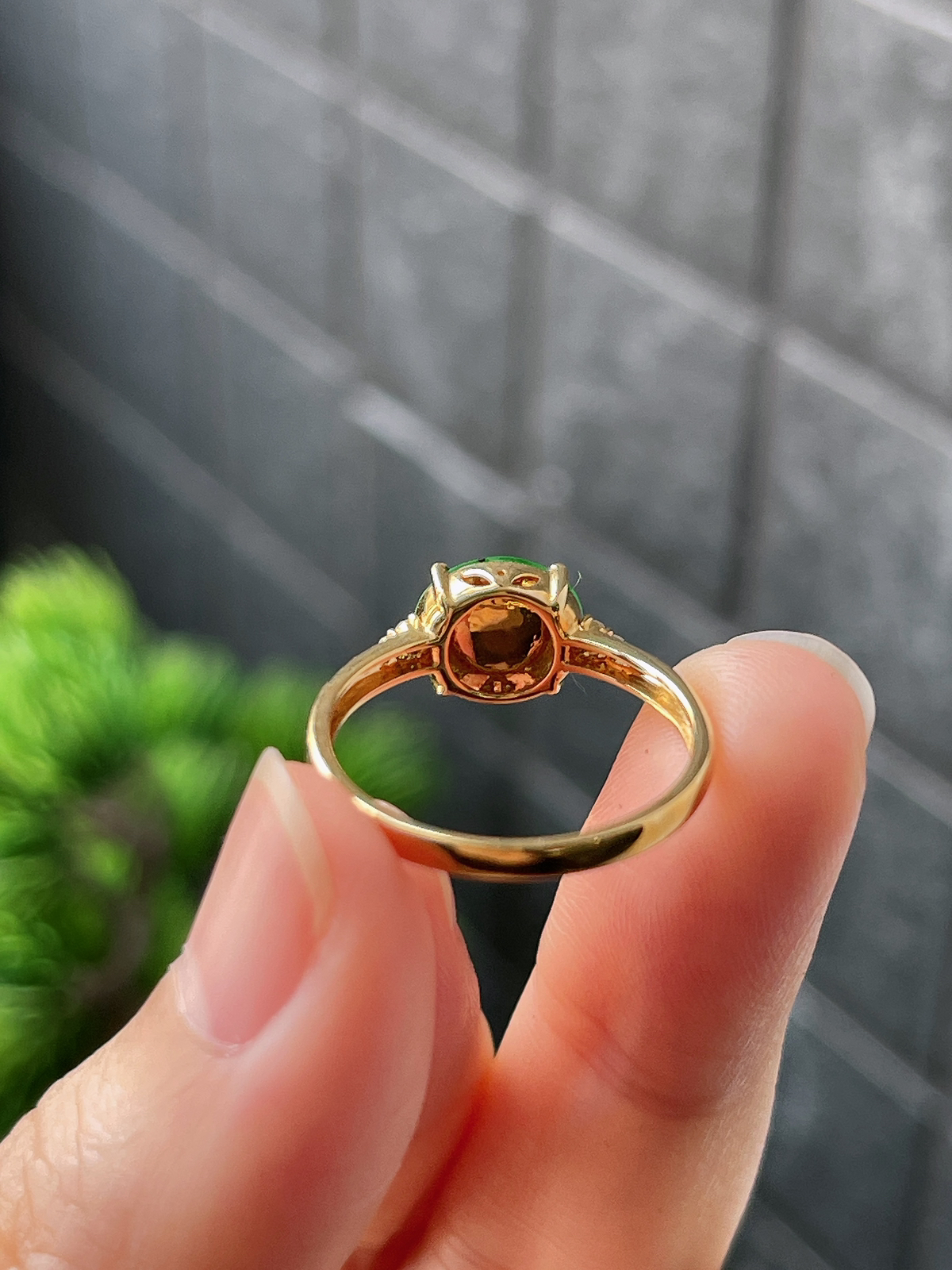 18k翡翠冰糯绿色戒指