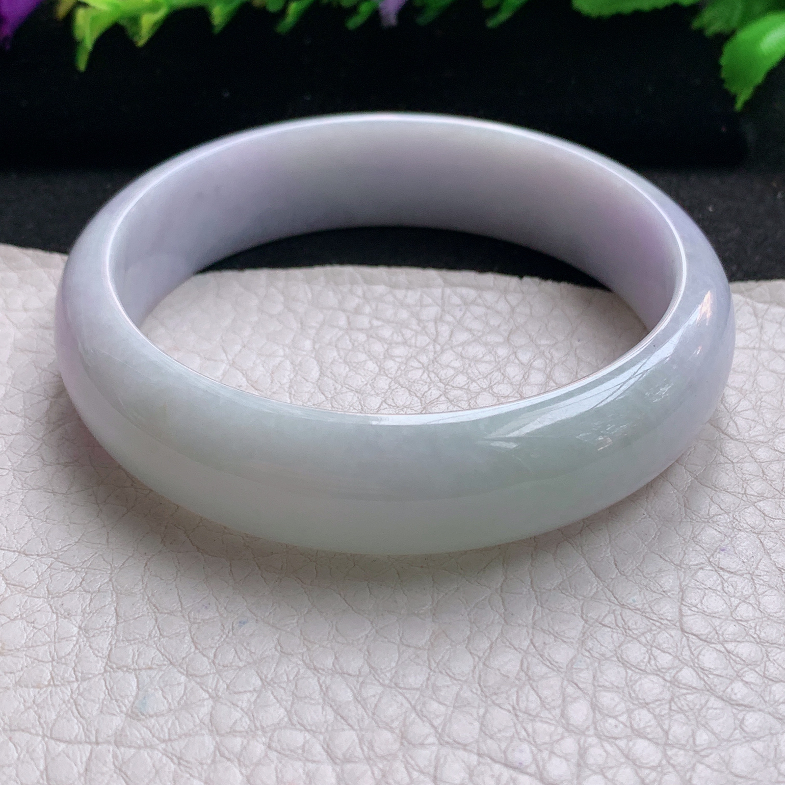 hh大圈口60.8*15.2*7.3轮胎镯 缅甸翡翠a货玉手镯精美淡春蓝彩正圈玉手环