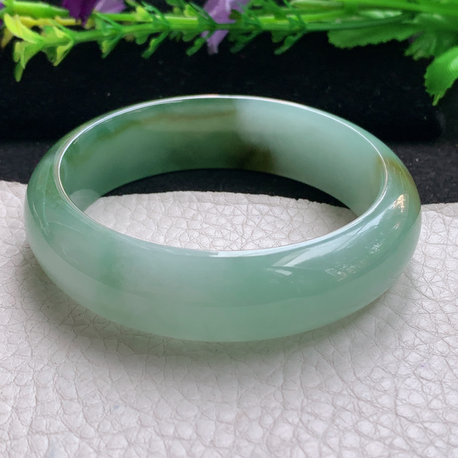 hh实拍55.5*16*7.5轮胎镯 缅甸翡翠a货玉手镯精美冰胶双彩正圈玉手环