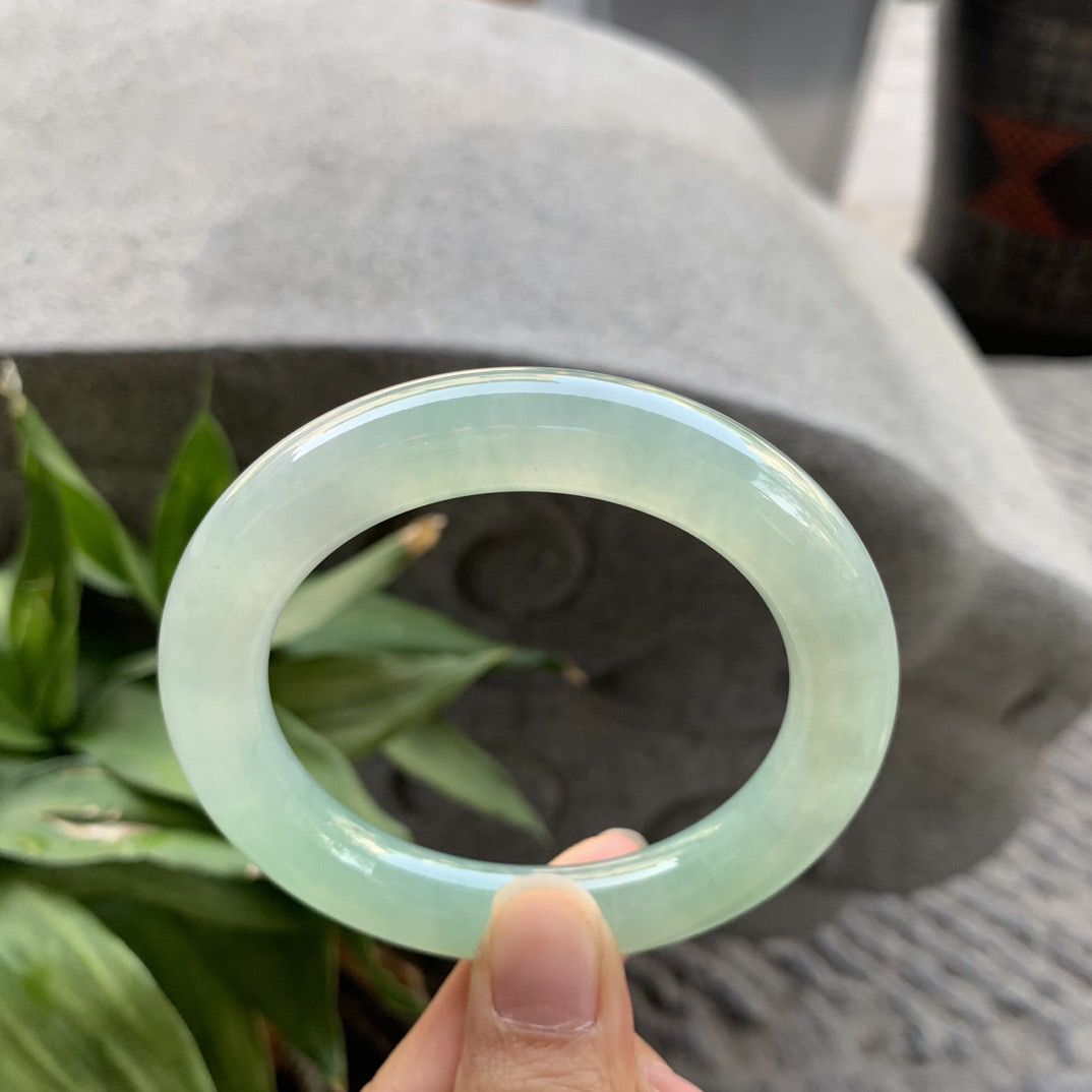 圈口55.2-11.4 【冰绿圆条手镯】圆条55 56可戴