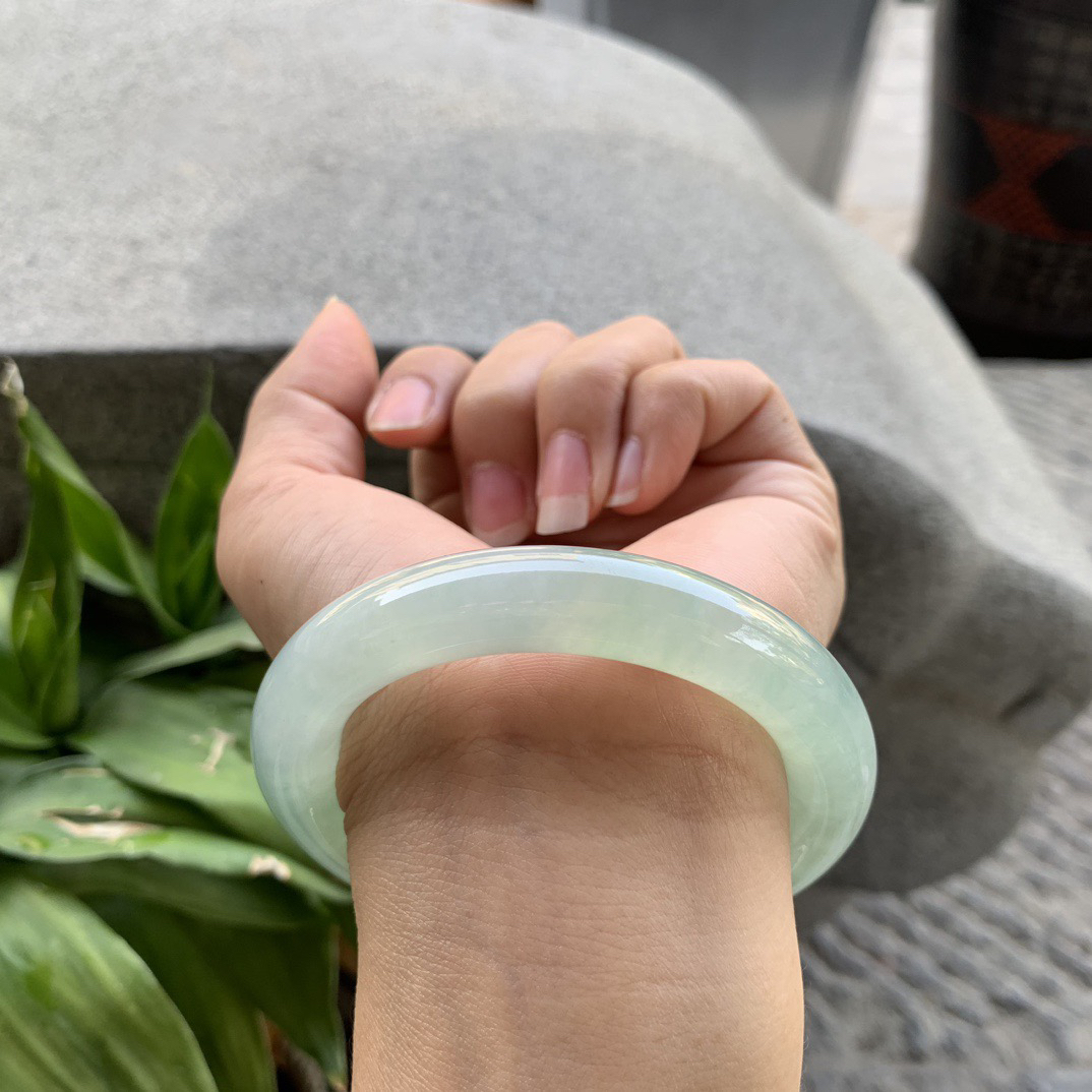 圈口55.2-11.4 【冰绿圆条手镯】圆条55 56可戴