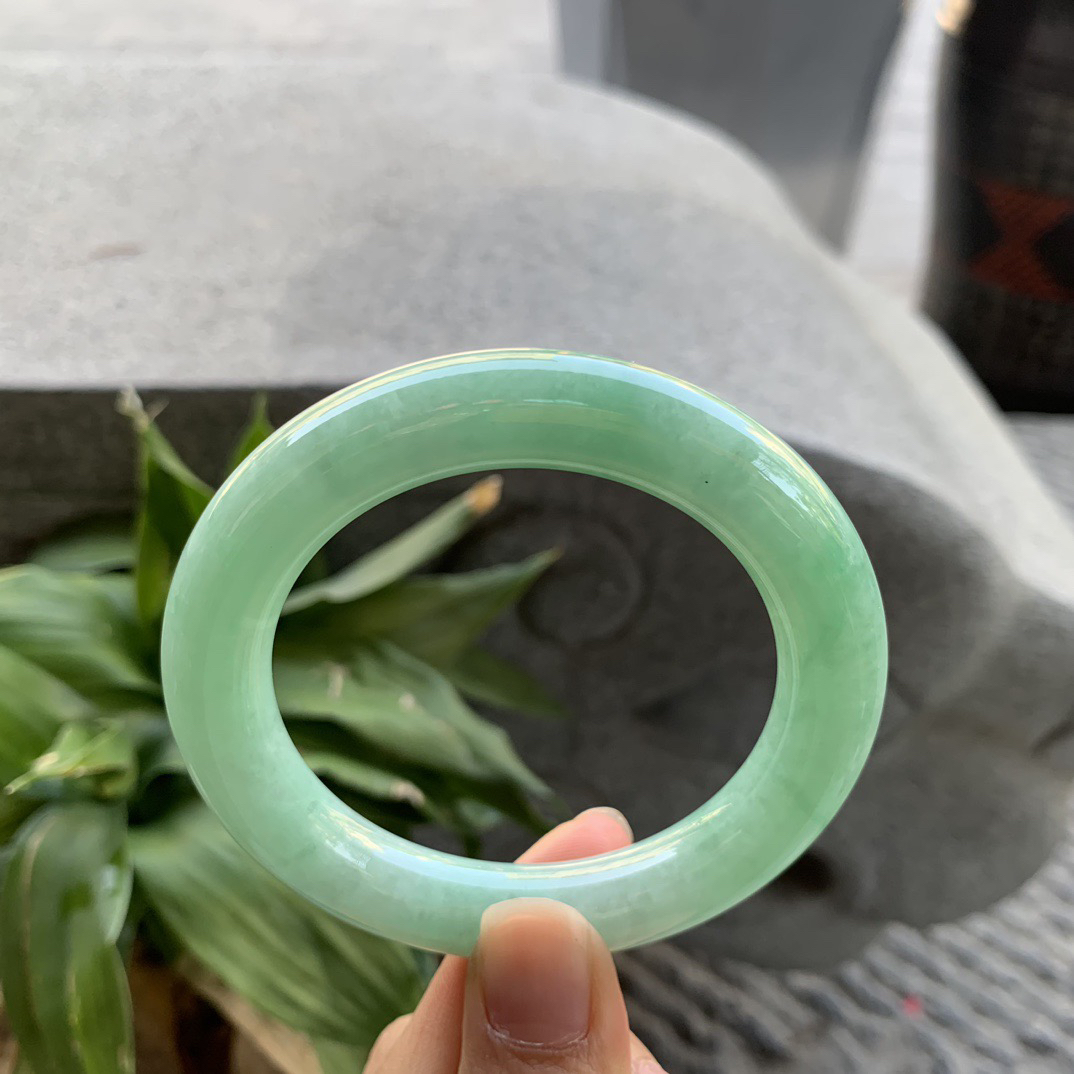 圈口 54.4-10.9【满绿圆条手镯】圆条54 55可戴