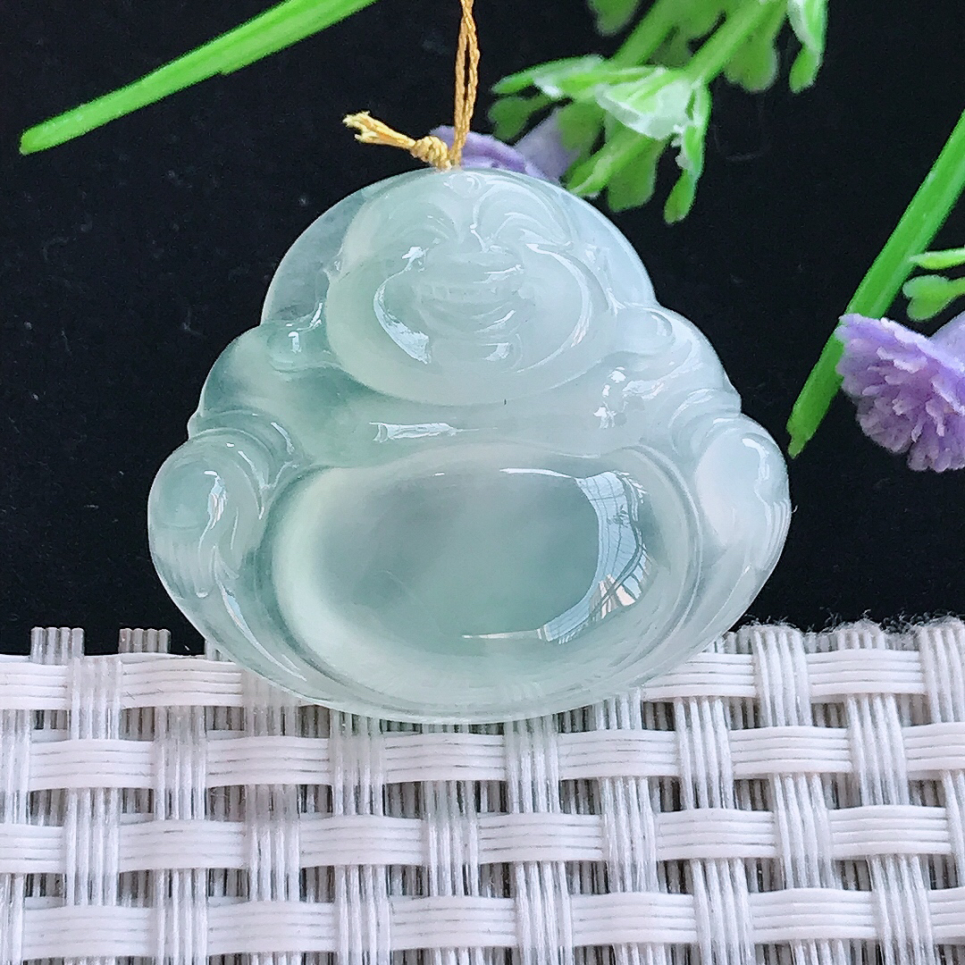 实拍A货翡翠27/30.8/7.3老坑冰种起光佛公吊坠翡翠玉佛挂件