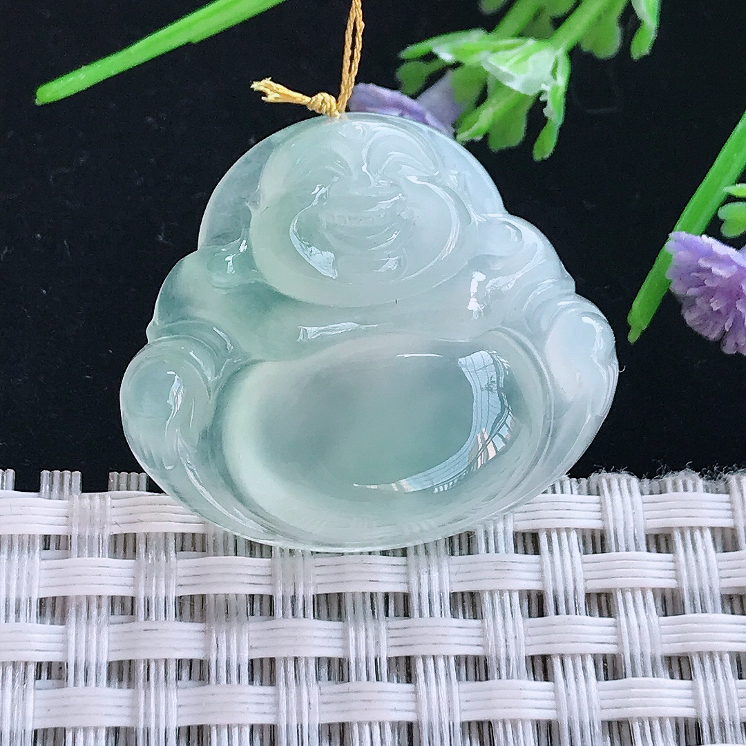 实拍A货翡翠27/30.8/7.3老坑冰种起光佛公吊坠翡翠玉佛挂件