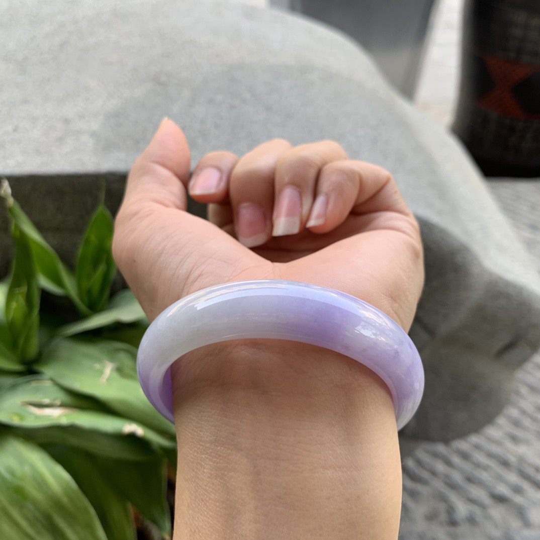 小圈口 53.3-13-7.5【浓紫正圈手镯】正圈53 54可戴 冰透水润 起光 底子细腻